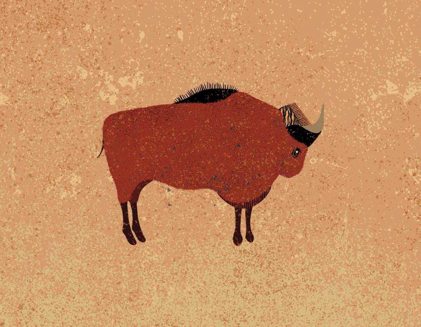 Bison cave art style illustration