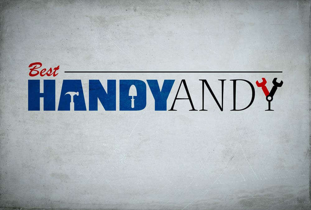 Handy Andy logo with tools used to form some of the lettering.