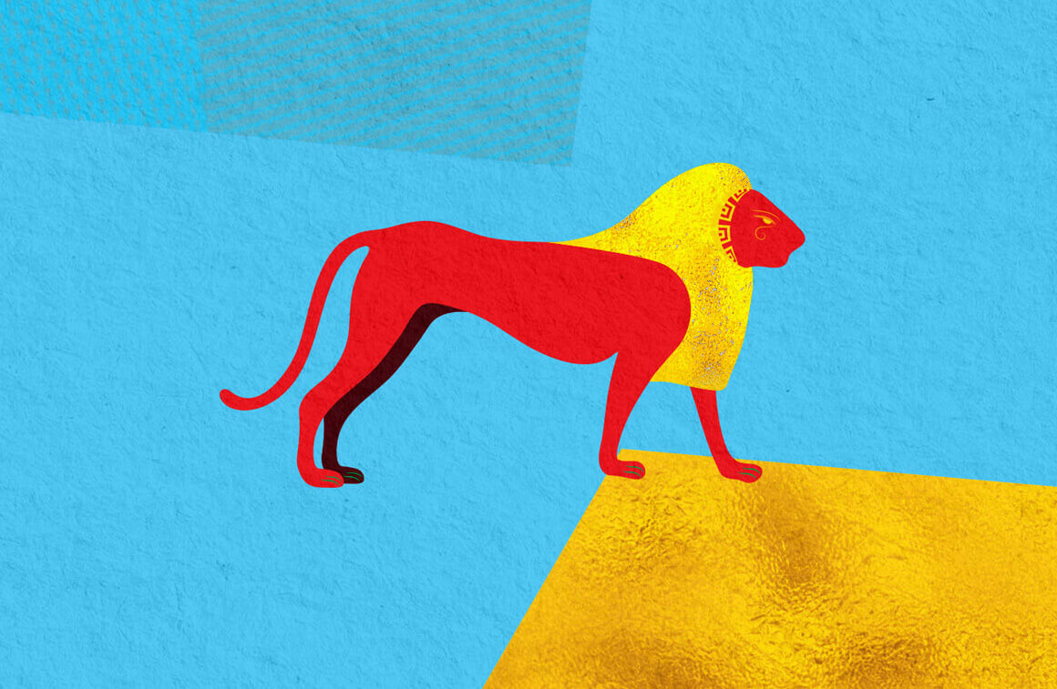 Lion illustration in pop art colours 