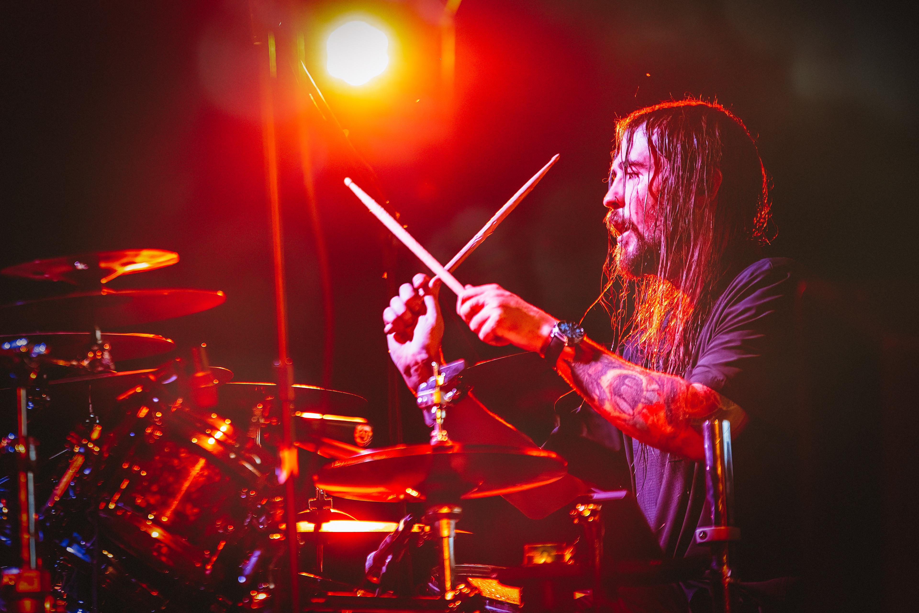 Chris Beeson drumming for Cemetery Gatez at Ragnar's, San Marcos, Texas.