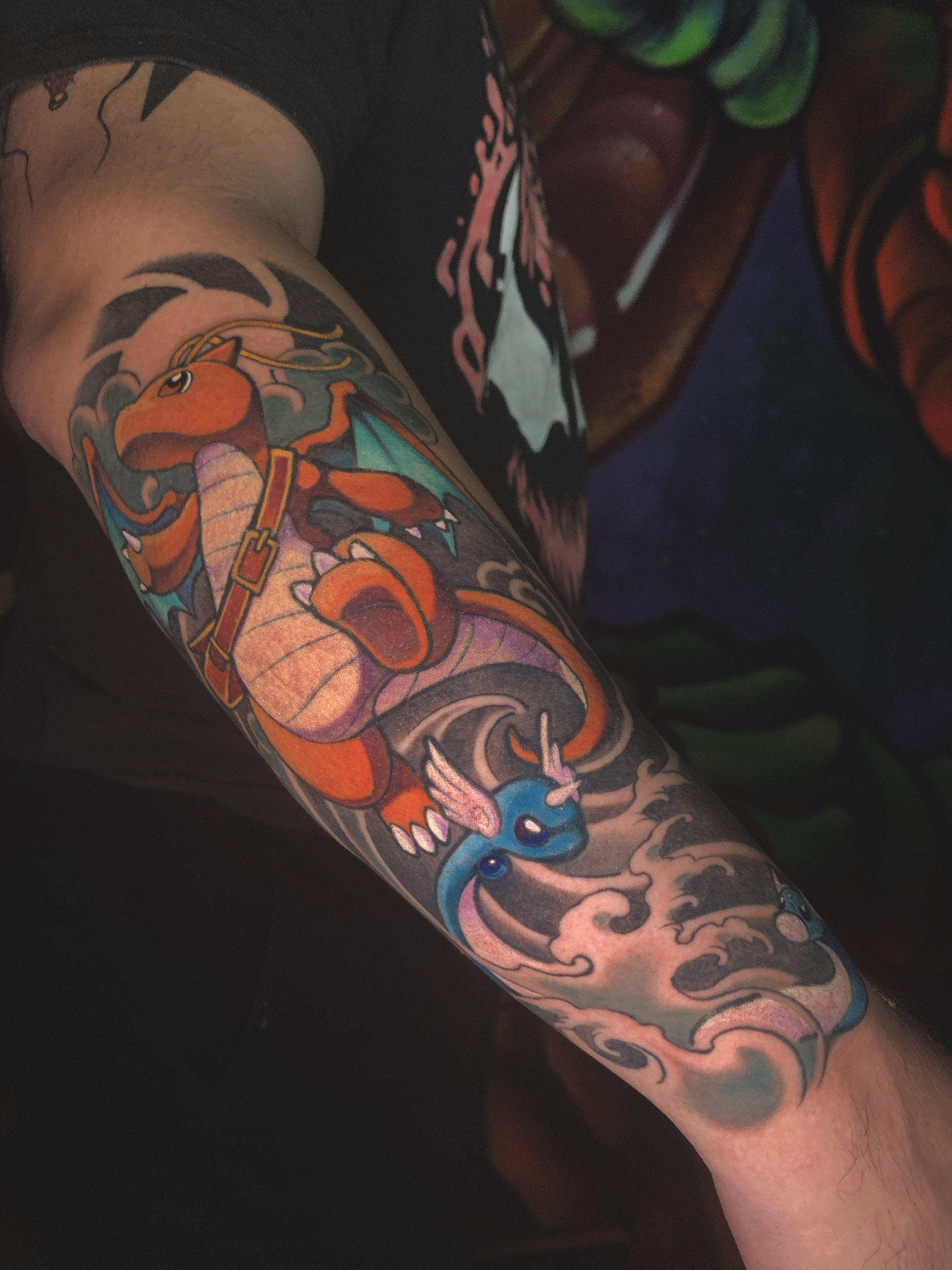 tatuagem de pokemons no estilo neo tradicional oriental