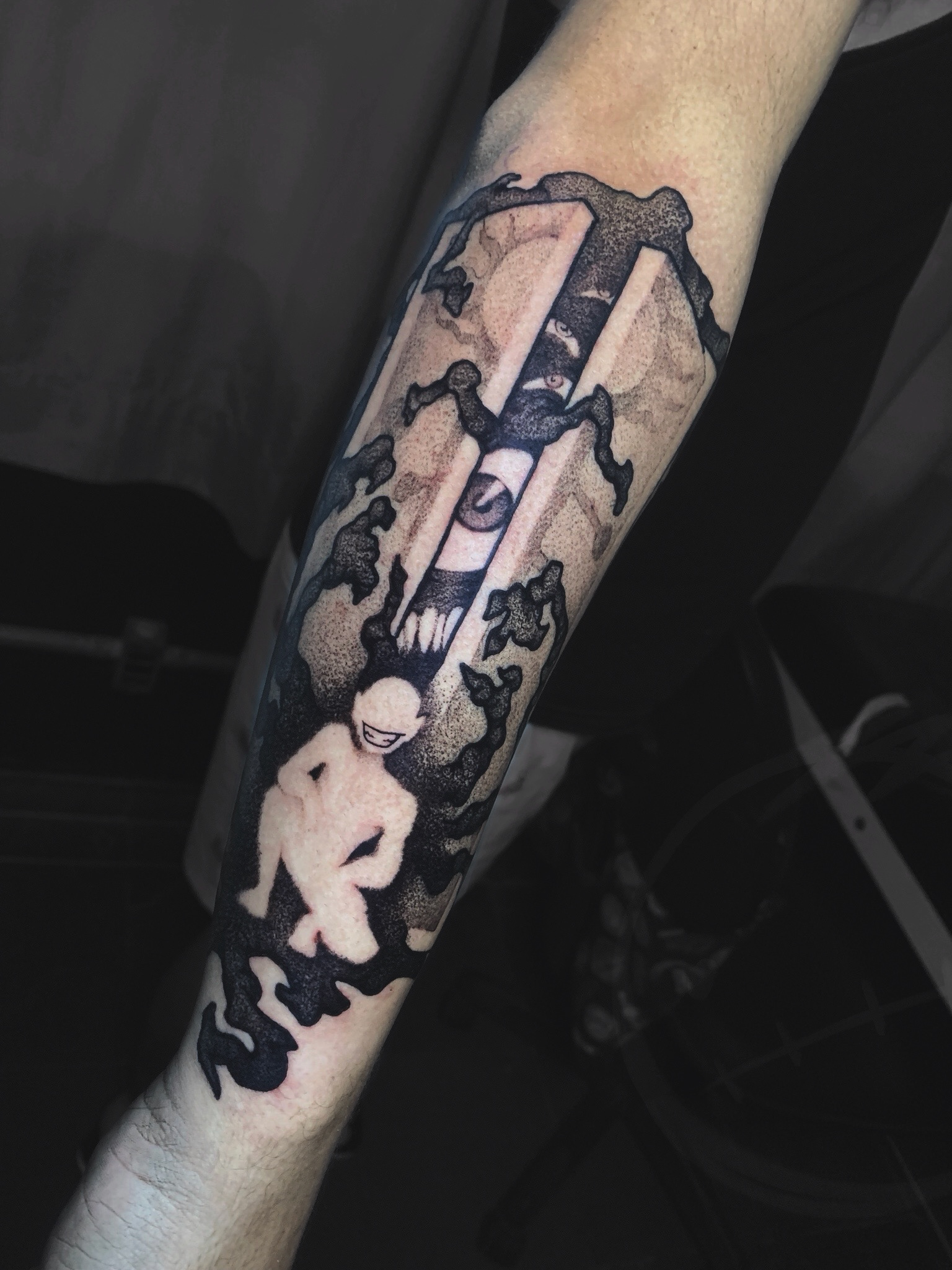 tatuagem de full metal alchemist em blackwork