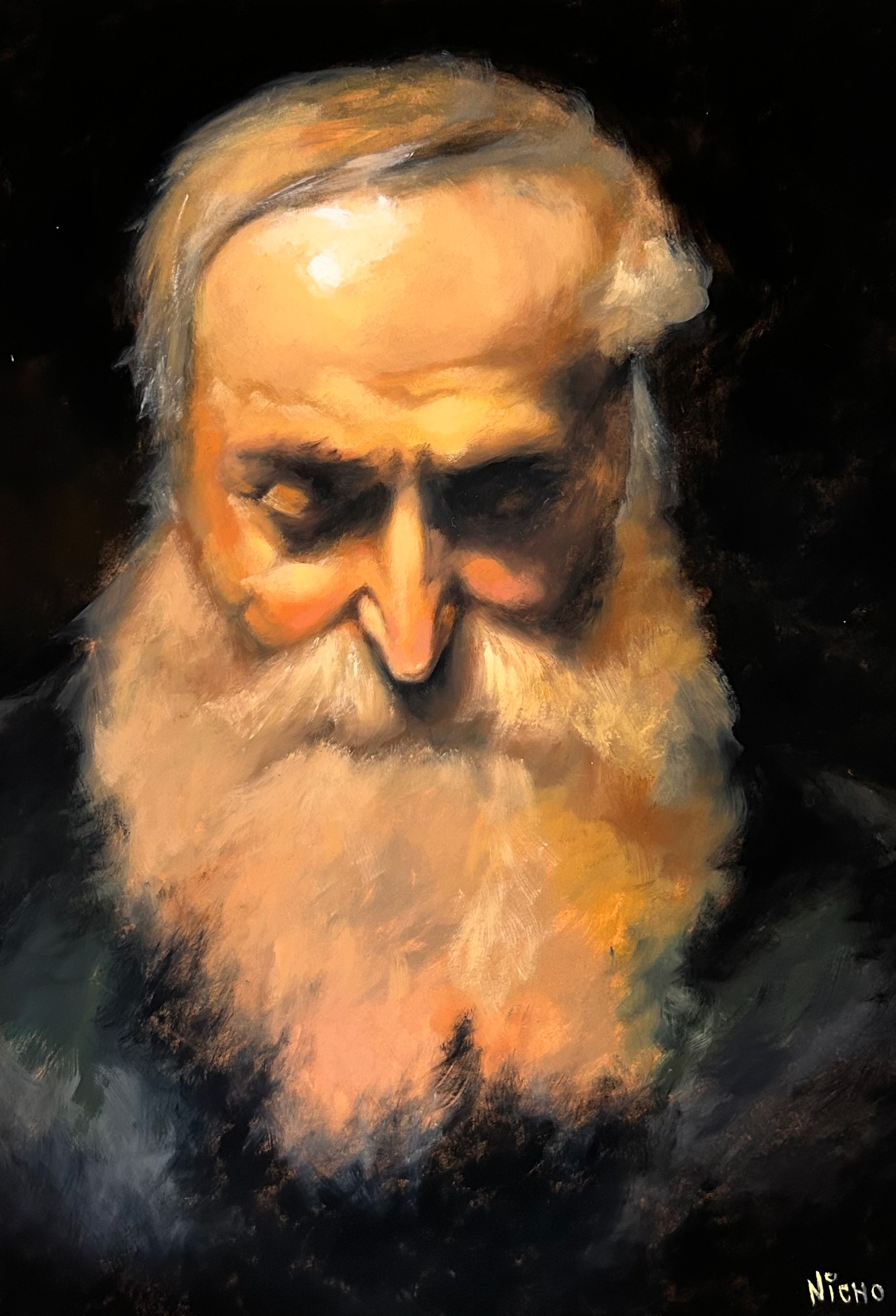 estudo de retrato, óleo sobre painel de mdf