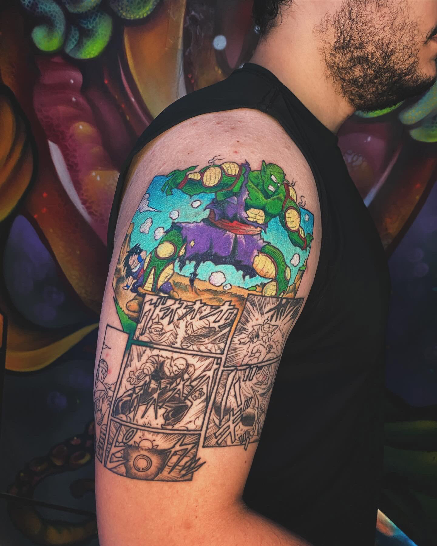 tatuagem de manga, com parte colorida — dragonball z