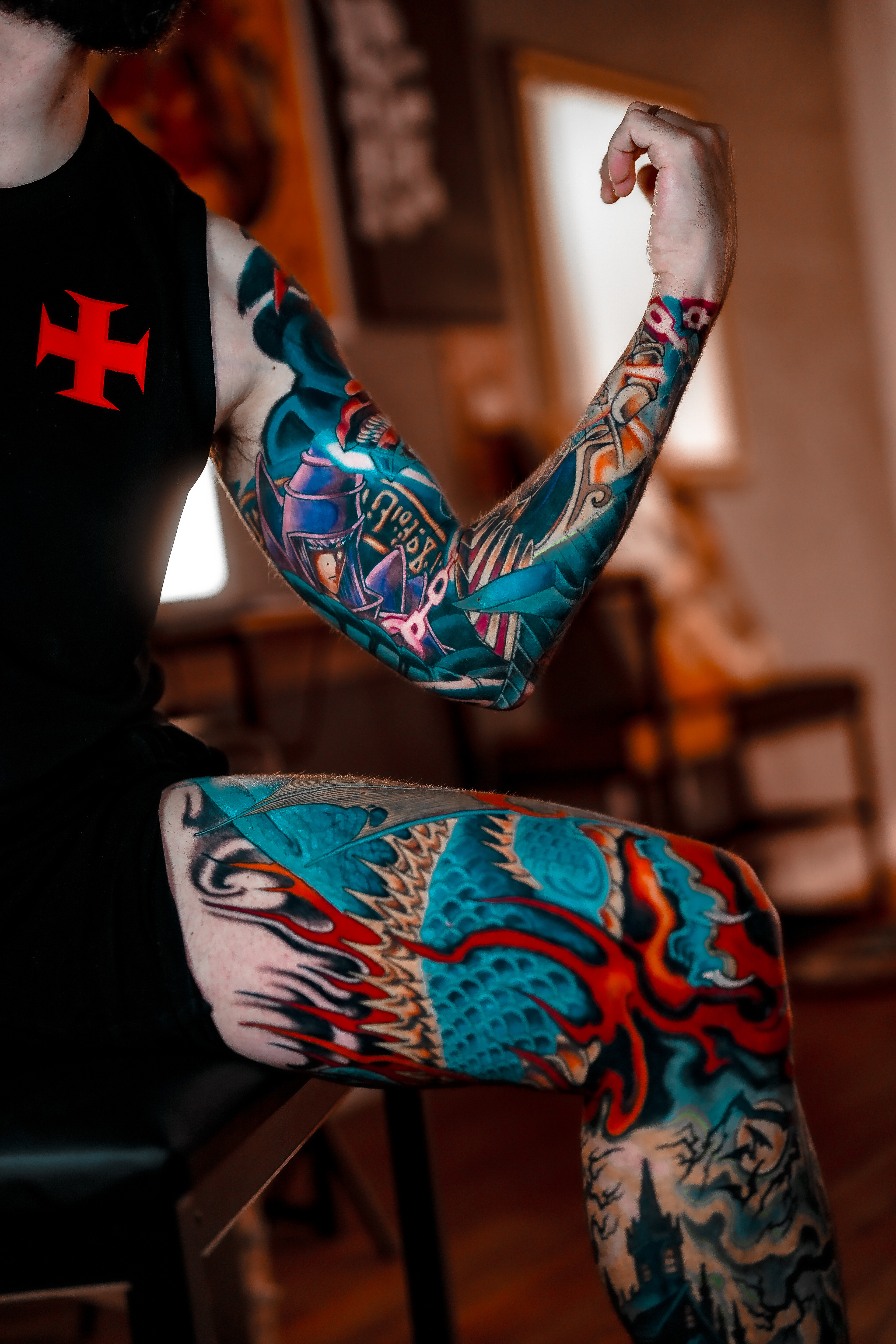 Tatuagem — bodysuit colorido em progresso — Yugioh