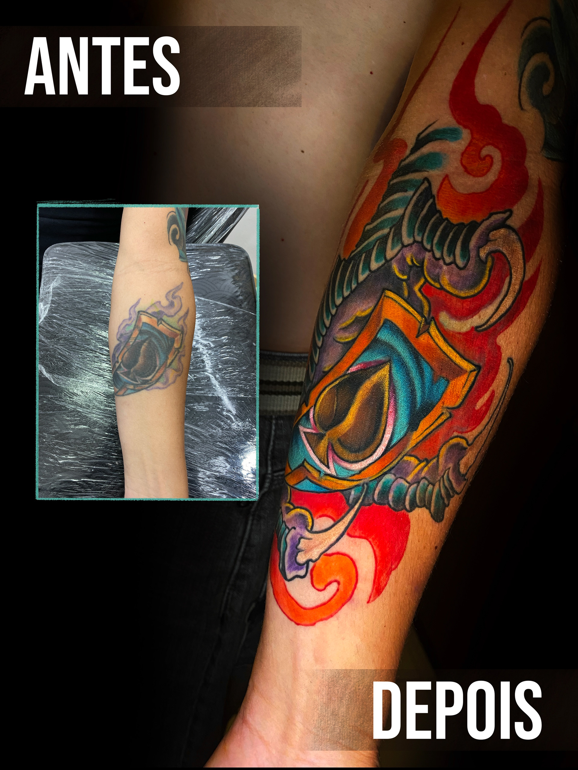 reforma/cobertura de tatuagem colorida