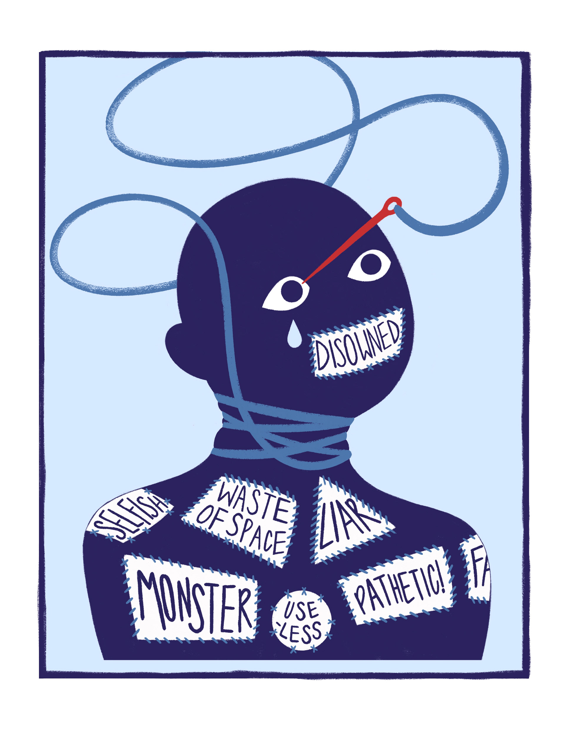 A Visual Metaphor for Verbal Abuse -  hand-drawn digital illustration 