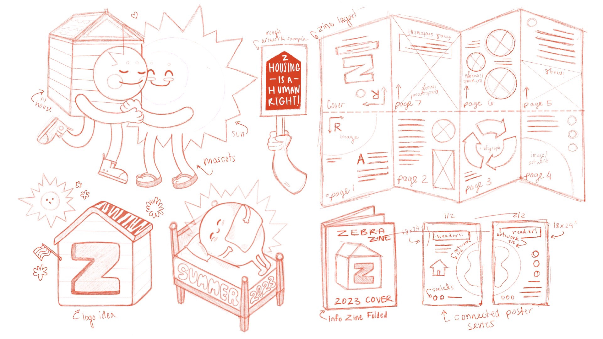 Rough Concept Sketches for the SPOT Showcase campaign "A Safe Space To Grow"