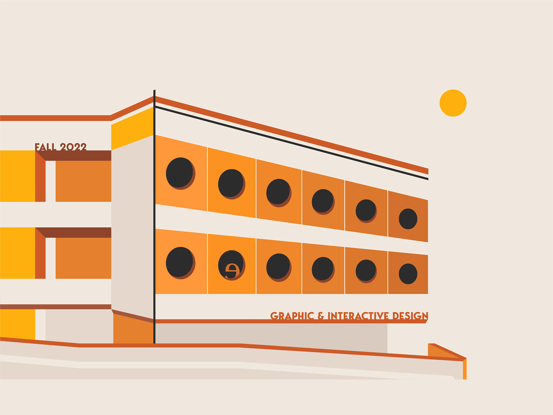 Building 1 Illustration - Desktop Wallpaper designed for Valencia College East Campus Graphic Design Department