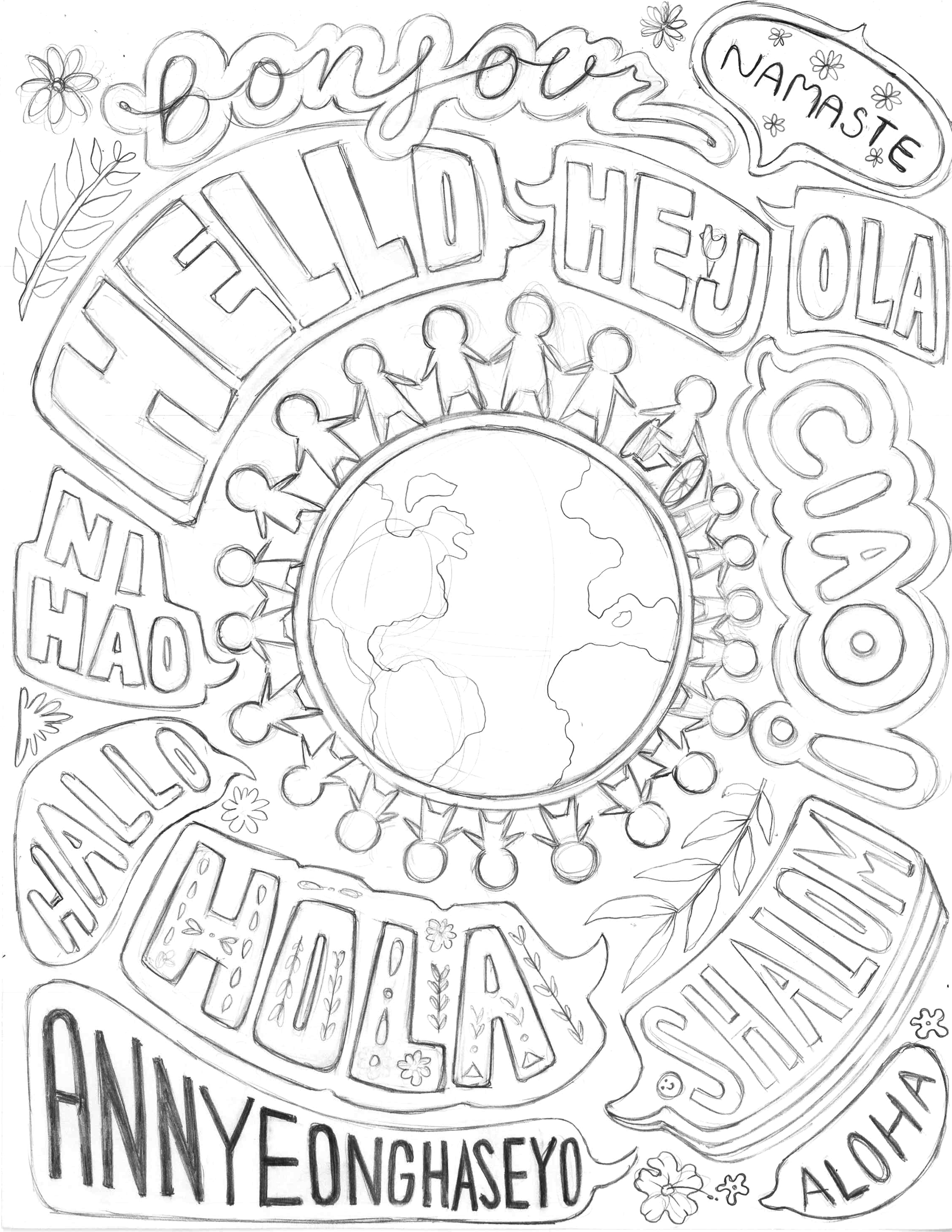 Coloring Book Page Sketch for Valencia College