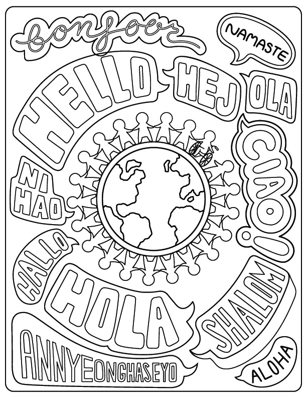 Coloring Book Page Digital Draft for Valencia College