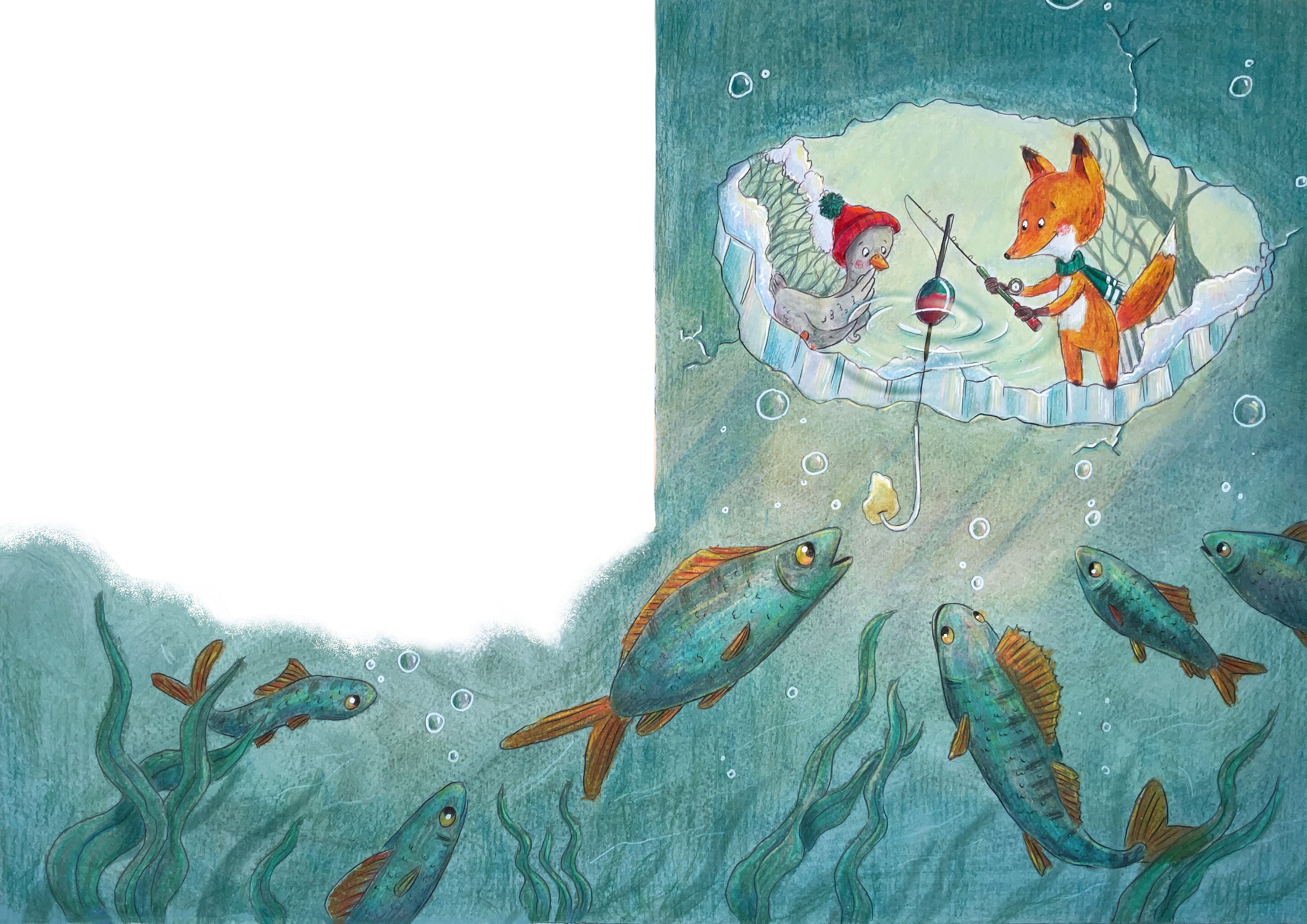 Illustration for a story about goose and fox