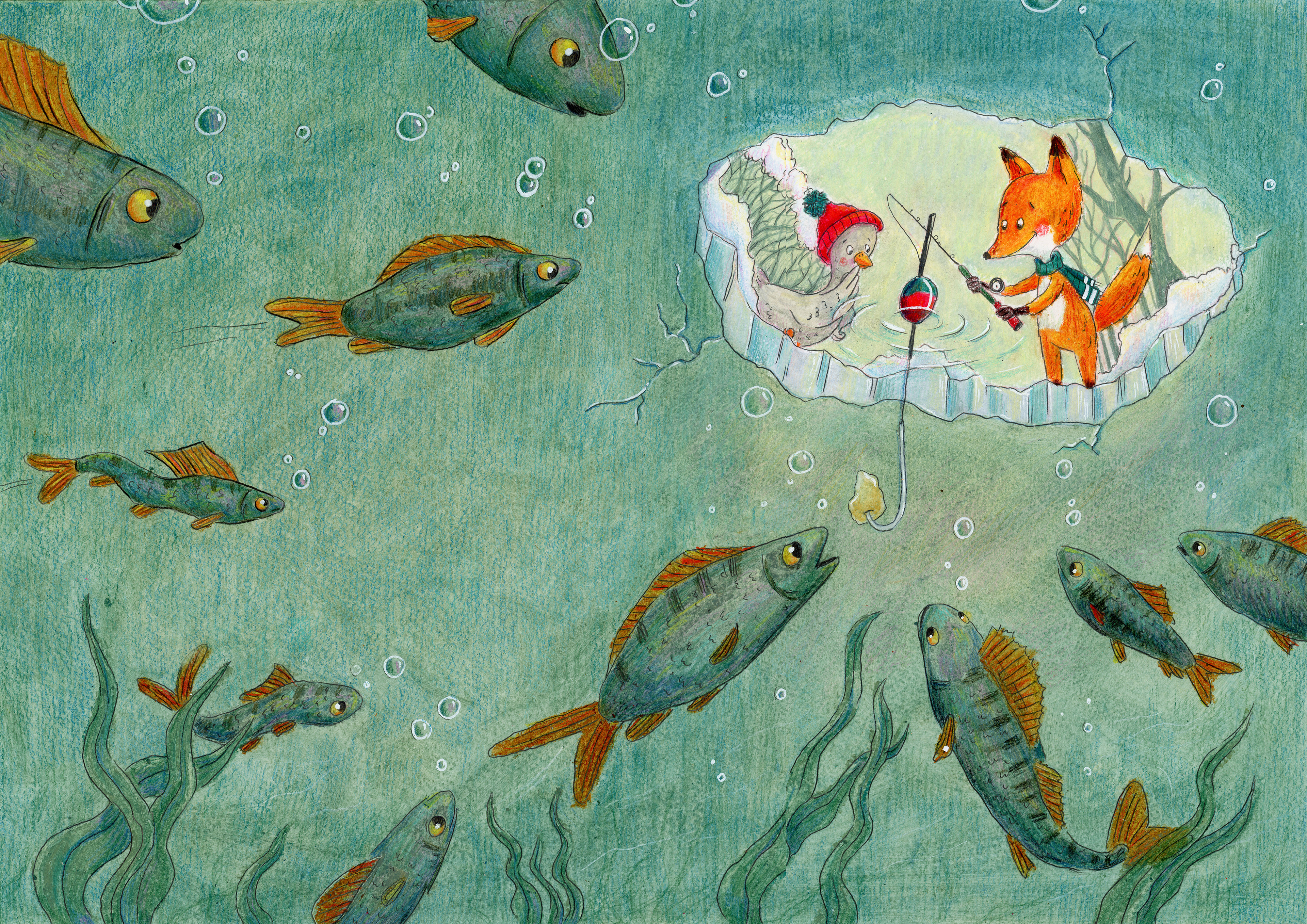 Illustration for a story about goose and fox