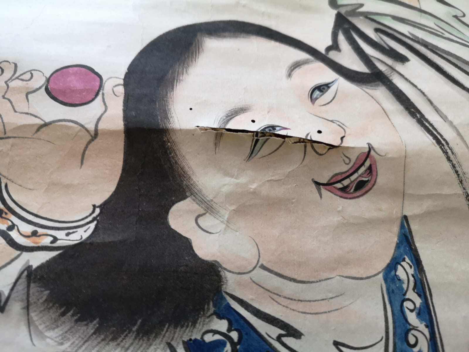 Detail: Portrait of two Man musicians dancers – the scroll painting