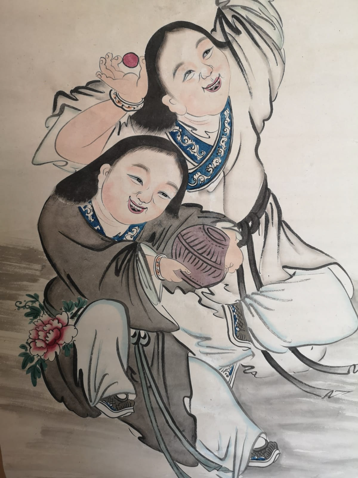 Portrait of two Man musicians dancers – the scroll painting