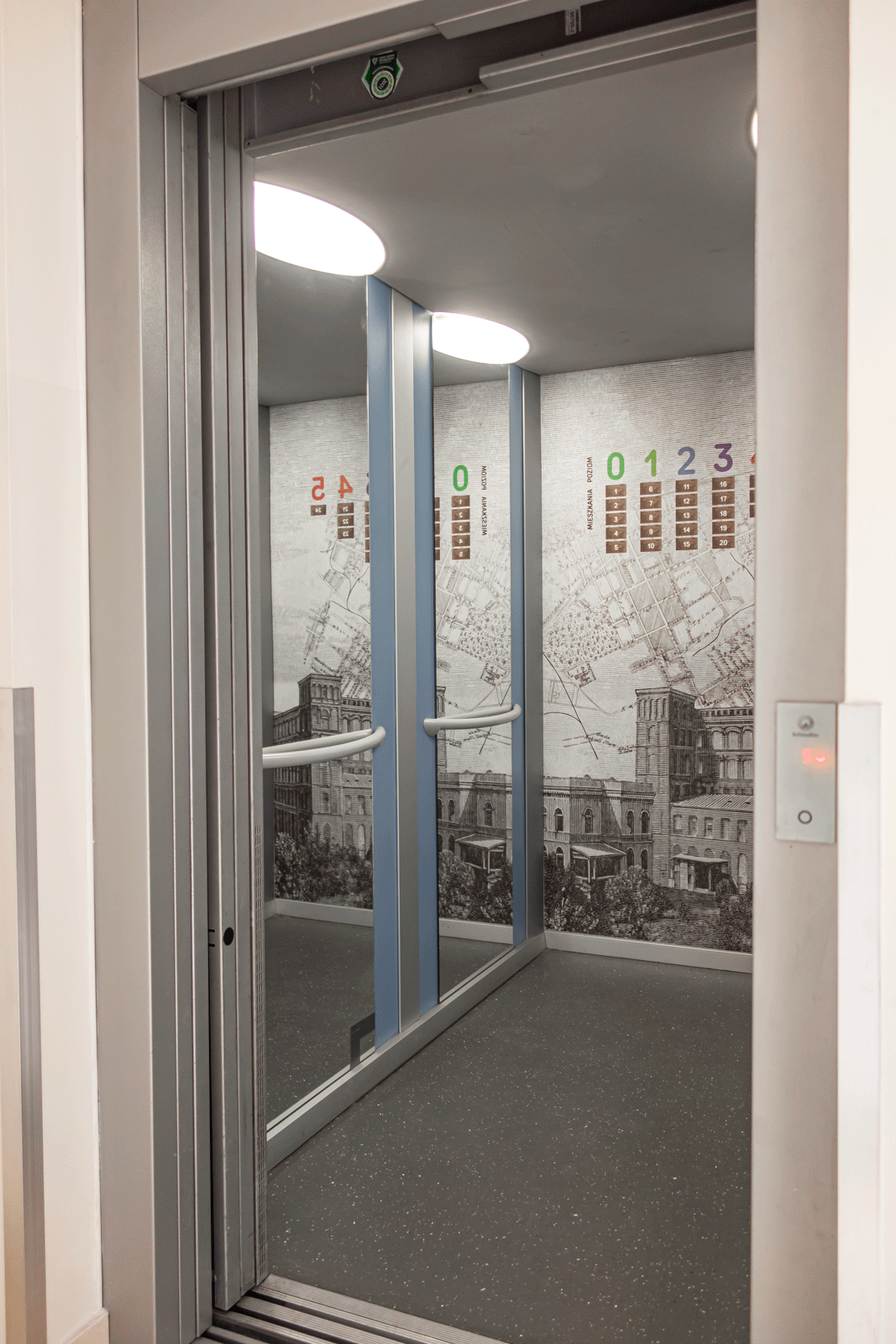 Grafiki systemu komunikacji klatek schodowych Tymienieckiego Łódź - projekt i realizacja