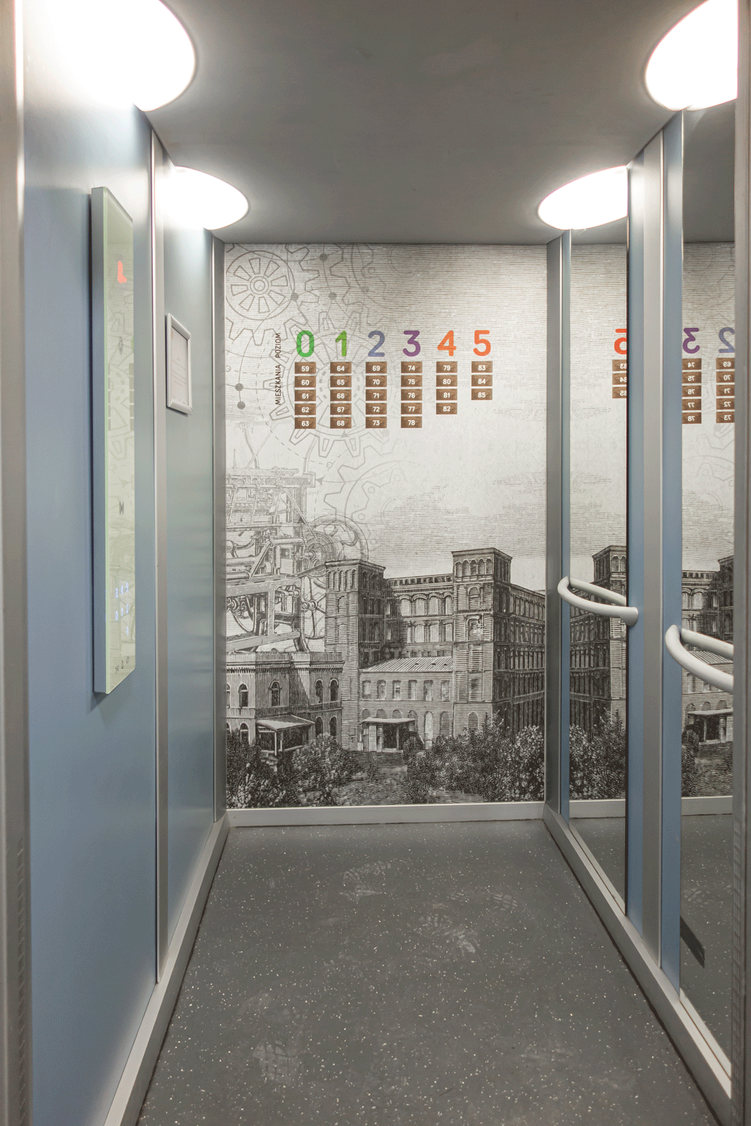 Grafiki systemu komunikacji klatek schodowych Tymienieckiego Łódź - projekt i realizacja