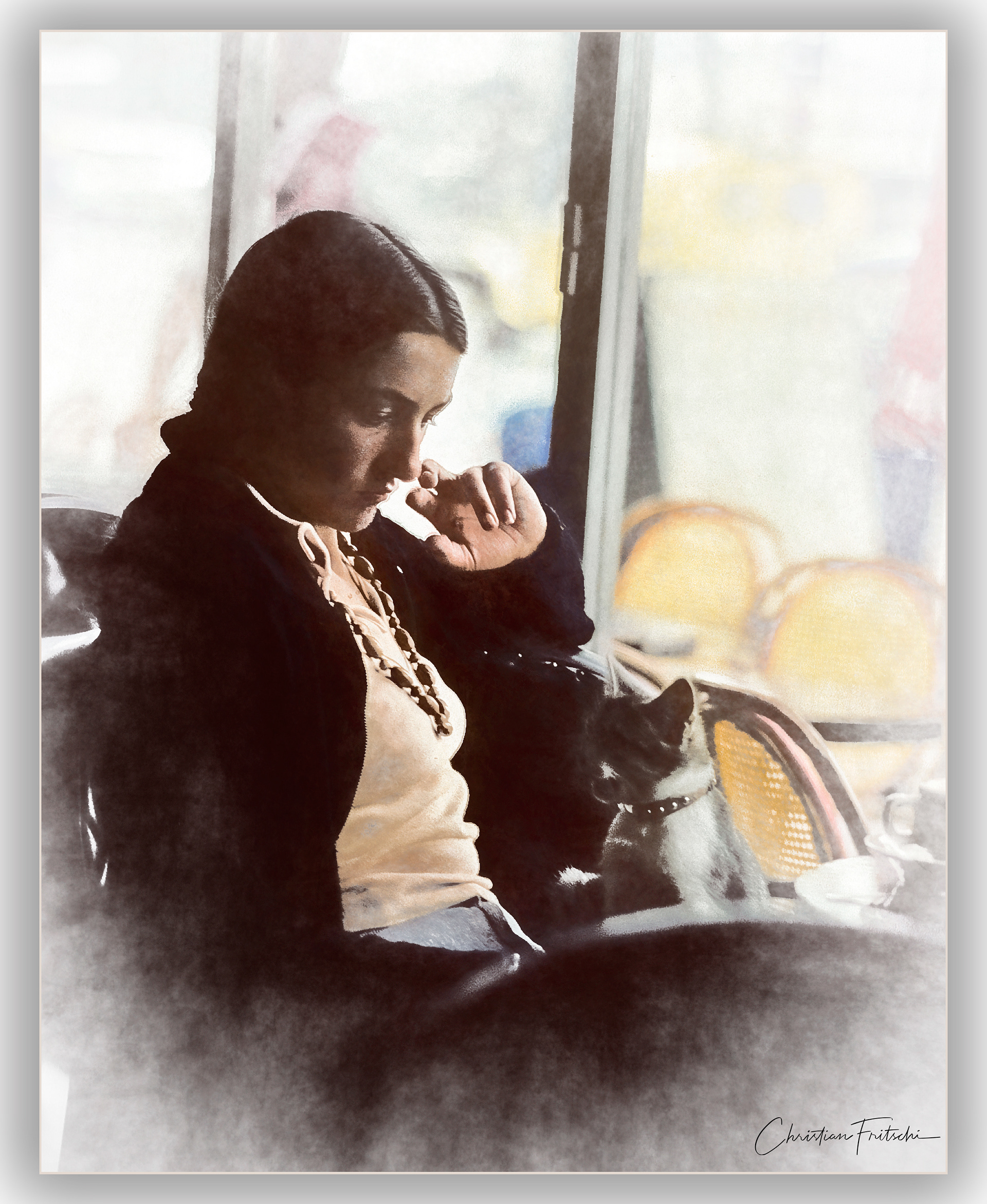 Pensive café patron