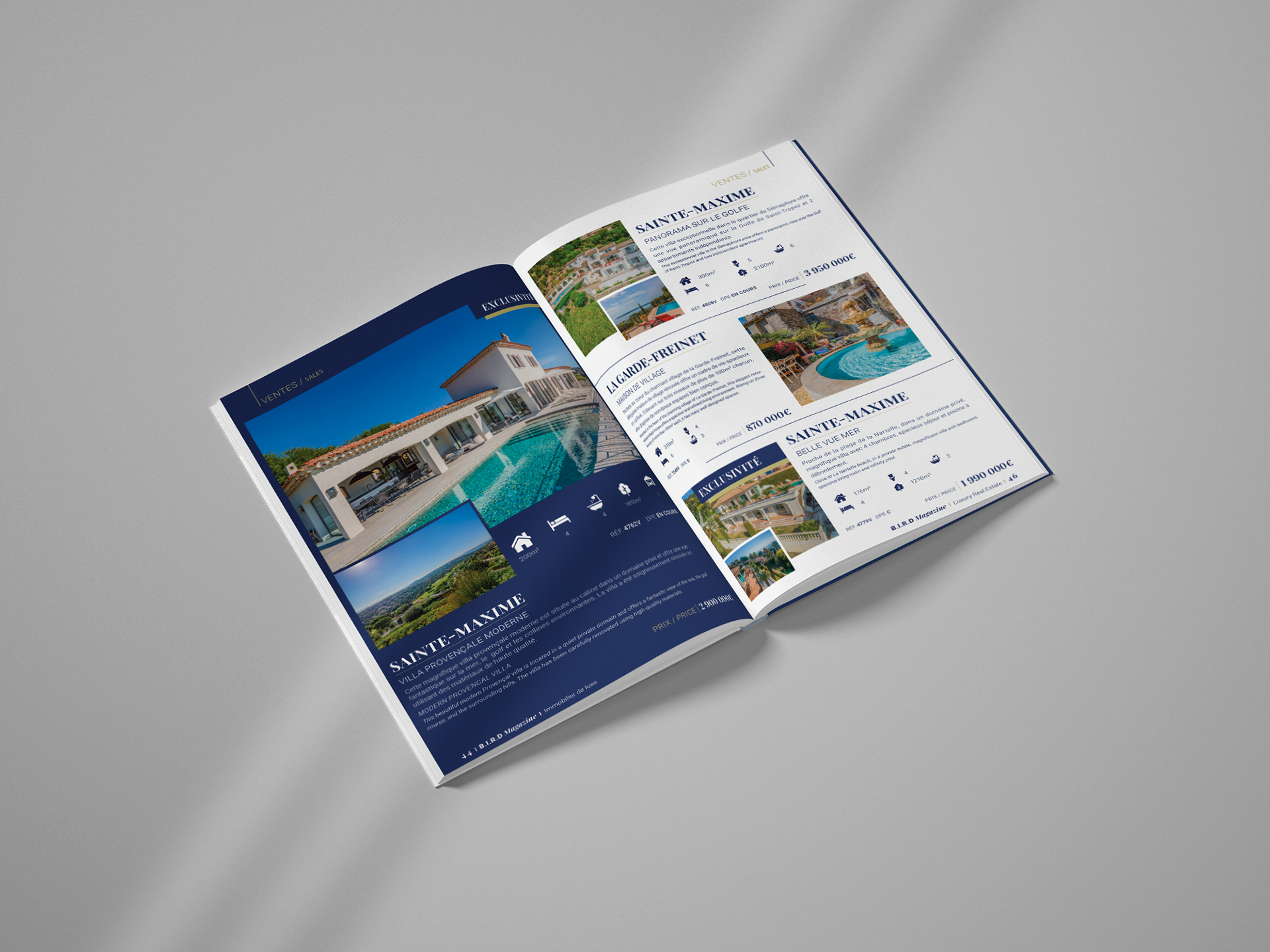 Magazine pour l'agence immobilière "BIRD" à Sainte-Maxime