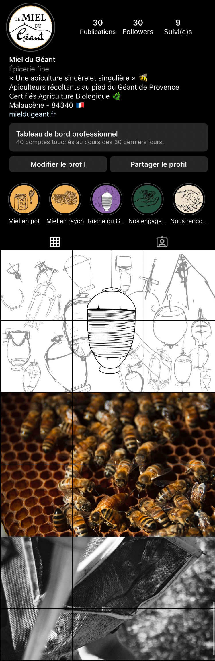 Feed Instagram Miel du Géant