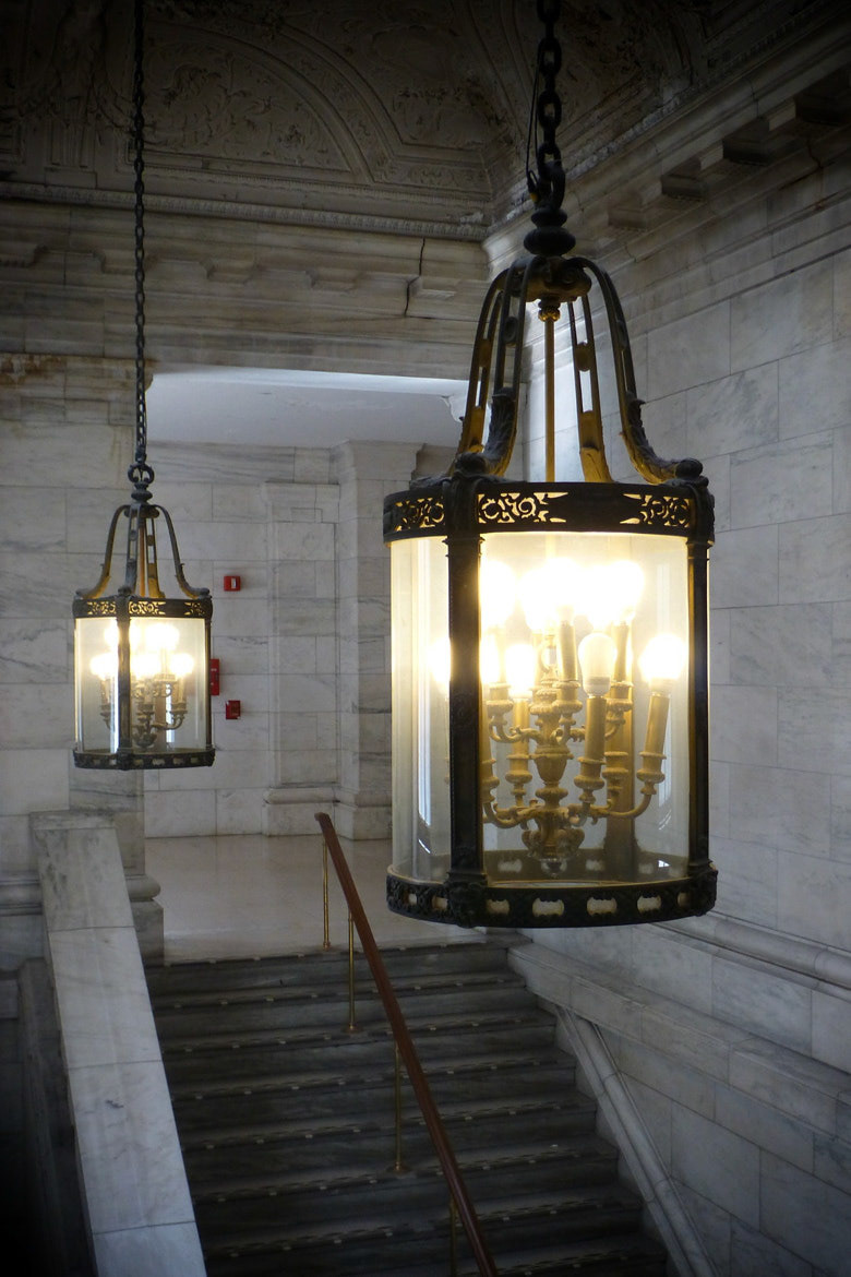 Stairway lamps at NY Public Library