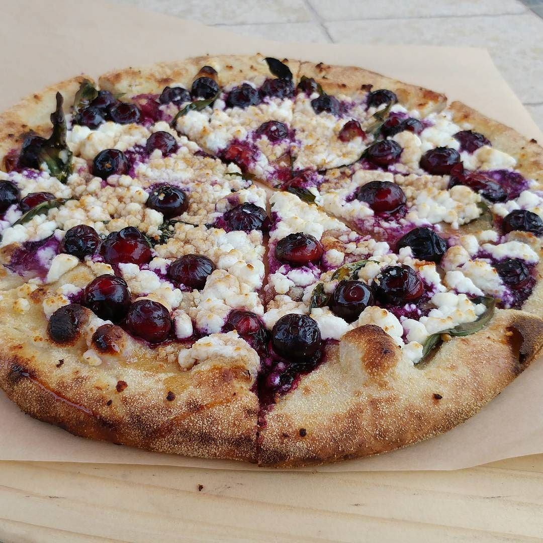 Blueberry Basil and Balsamic wood-fired pizza!