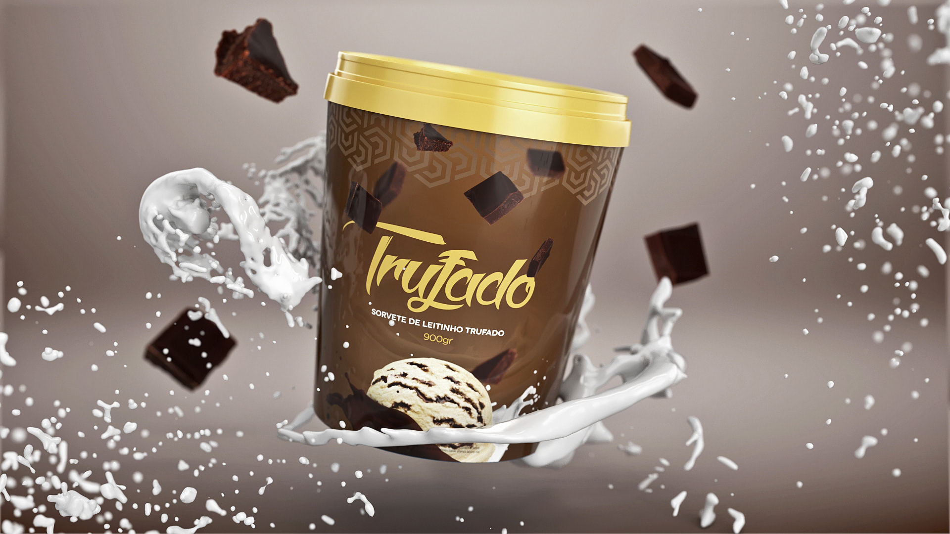 Ilustração em 3D para embalagem de sorvete