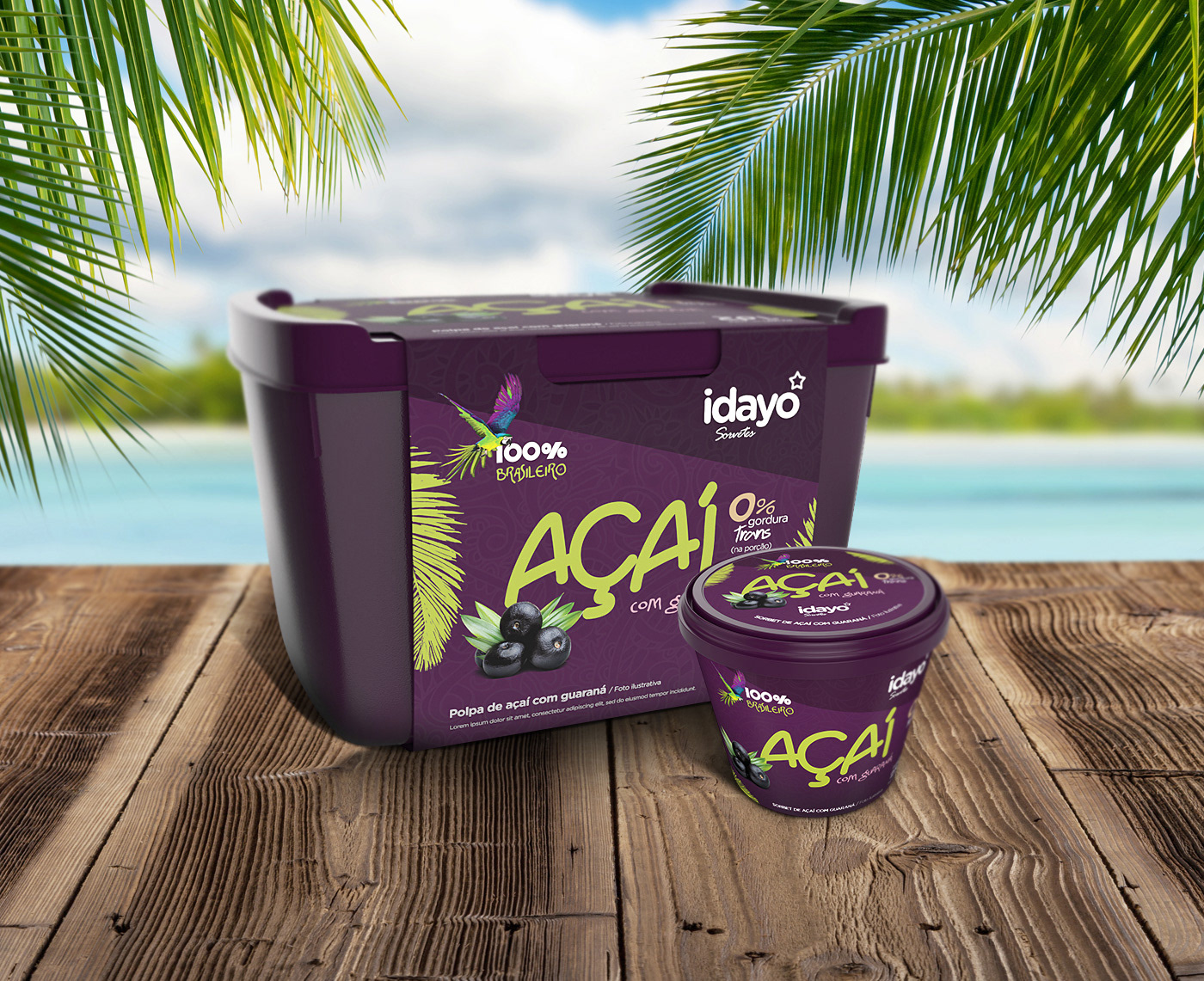 Criação de embalagem e mockup em 3D.