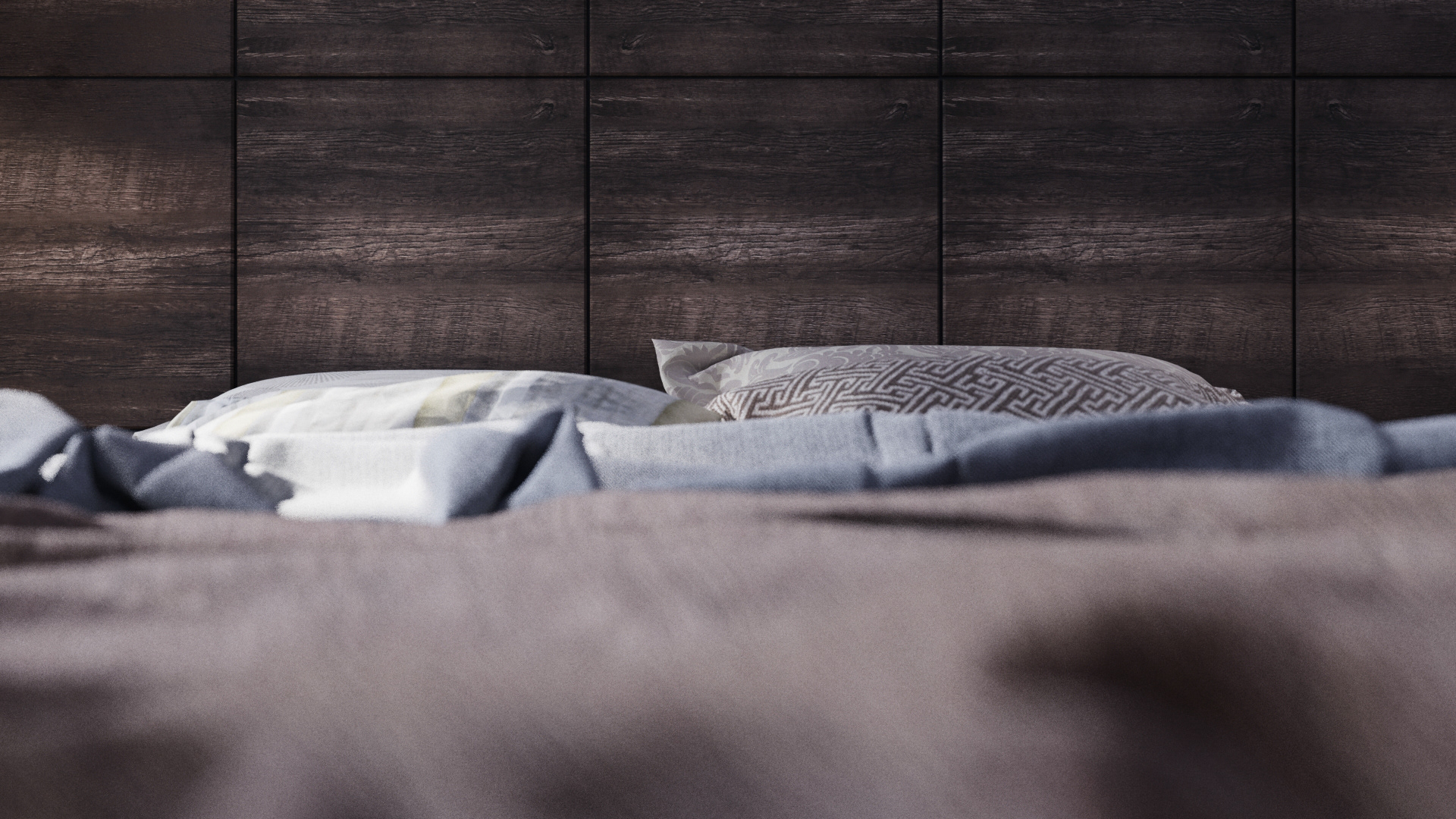 Visualização em 3D de quarto para produto de revestimento.