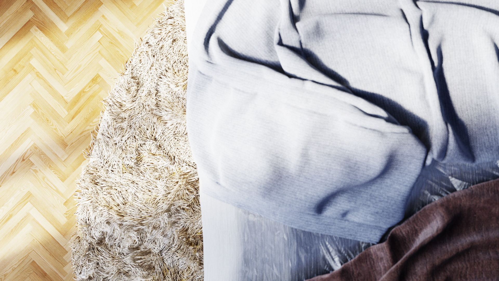 Visualização em 3D de quarto para produto de revestimento.