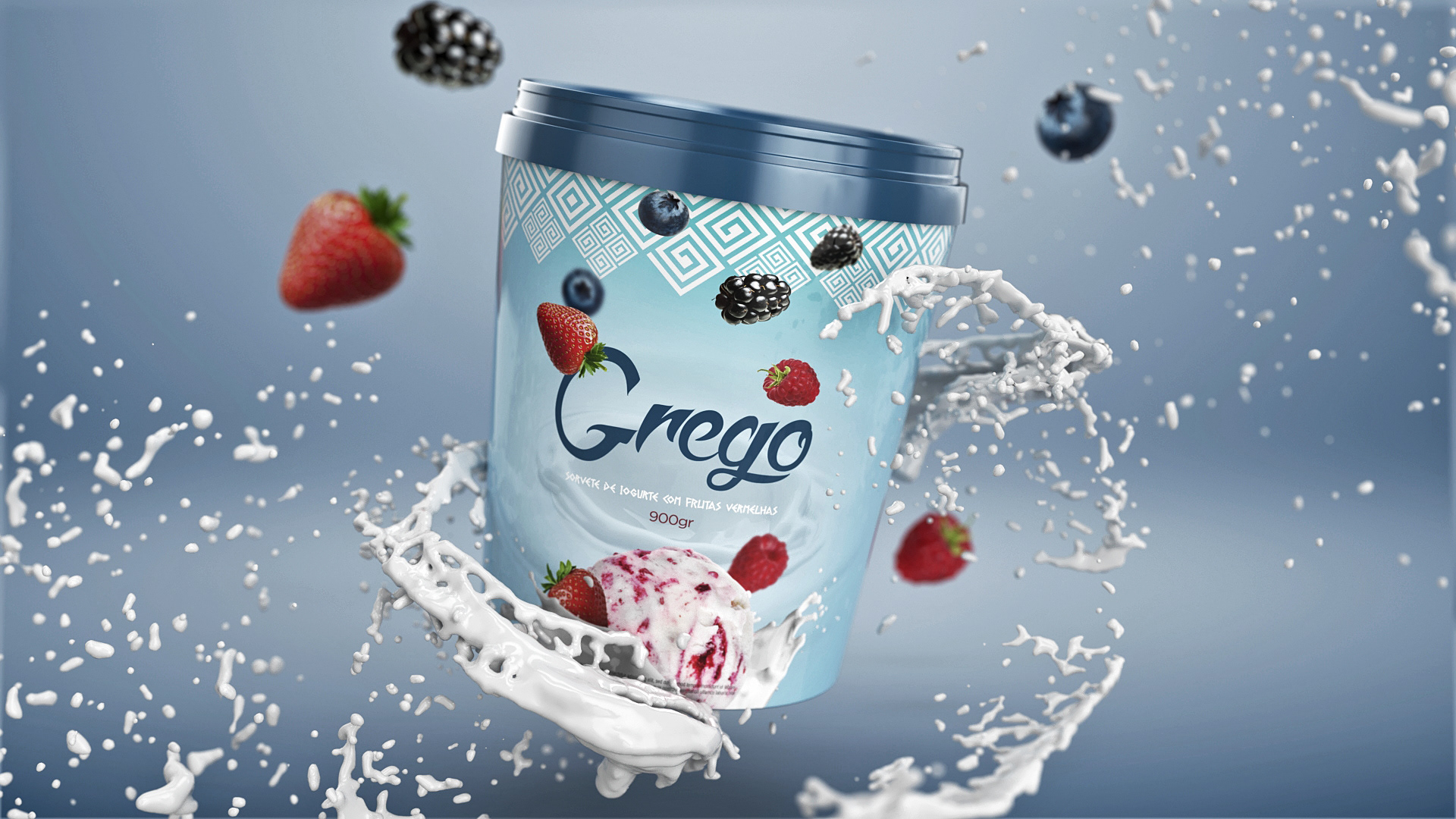 Ilustração em 3D para embalagem de sorvete