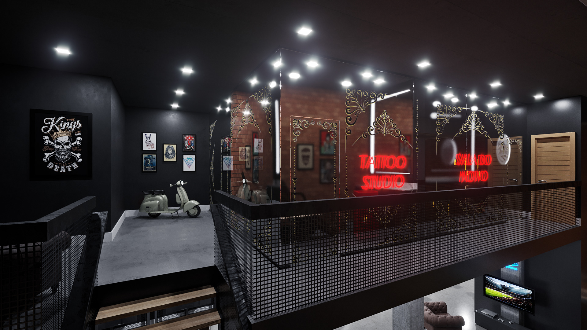 Projeto arquitetural em 3D - Barbearia