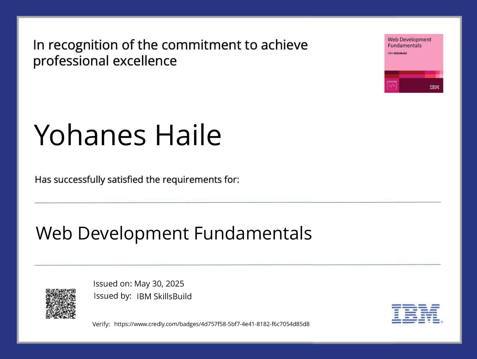Web Development Fundamentals - IBM SkillsBuild Certificate