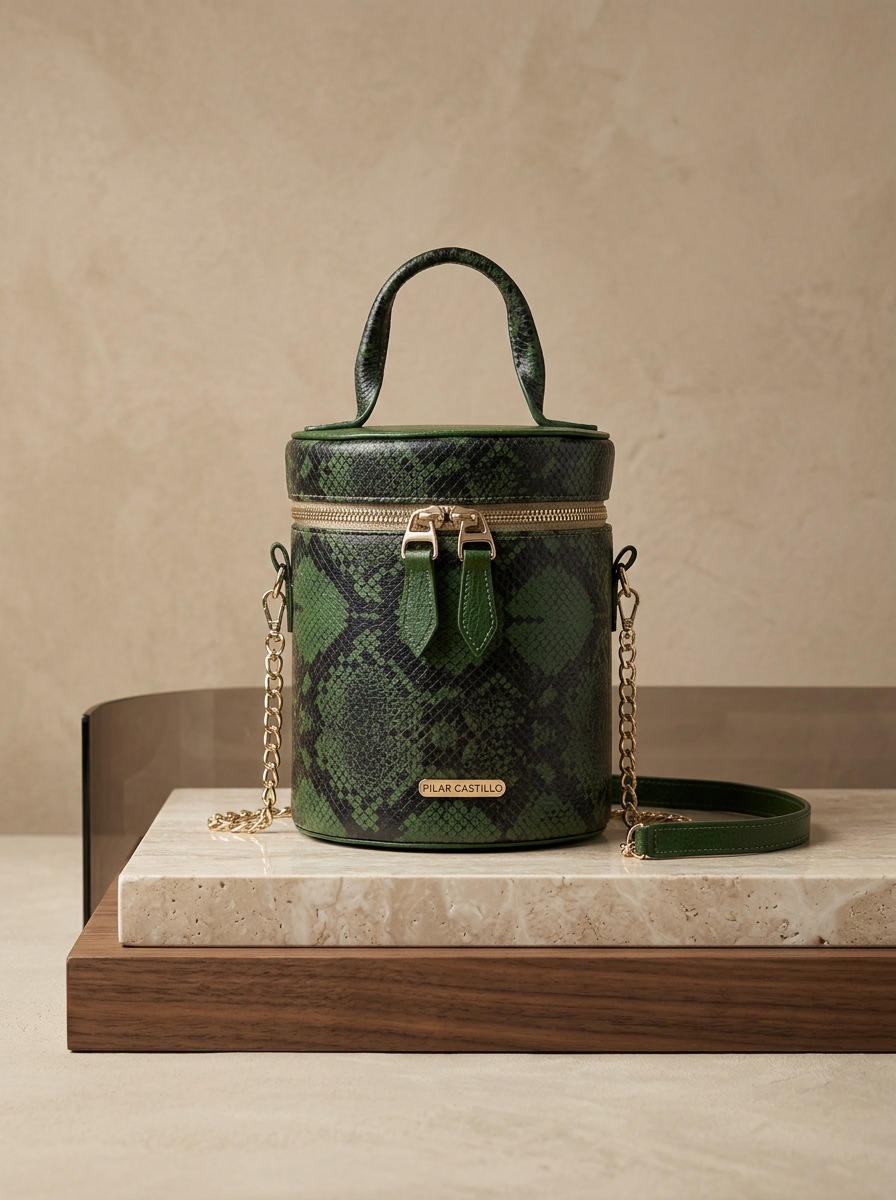 Bolso cuero verde pitón $ 240.000