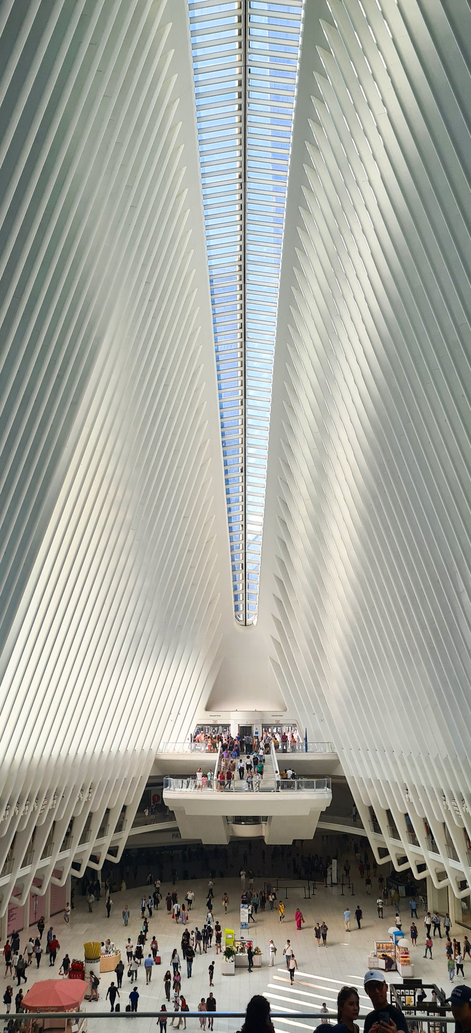 Loftet i meget vild bygning som huser shoppingcenteret The Oculus