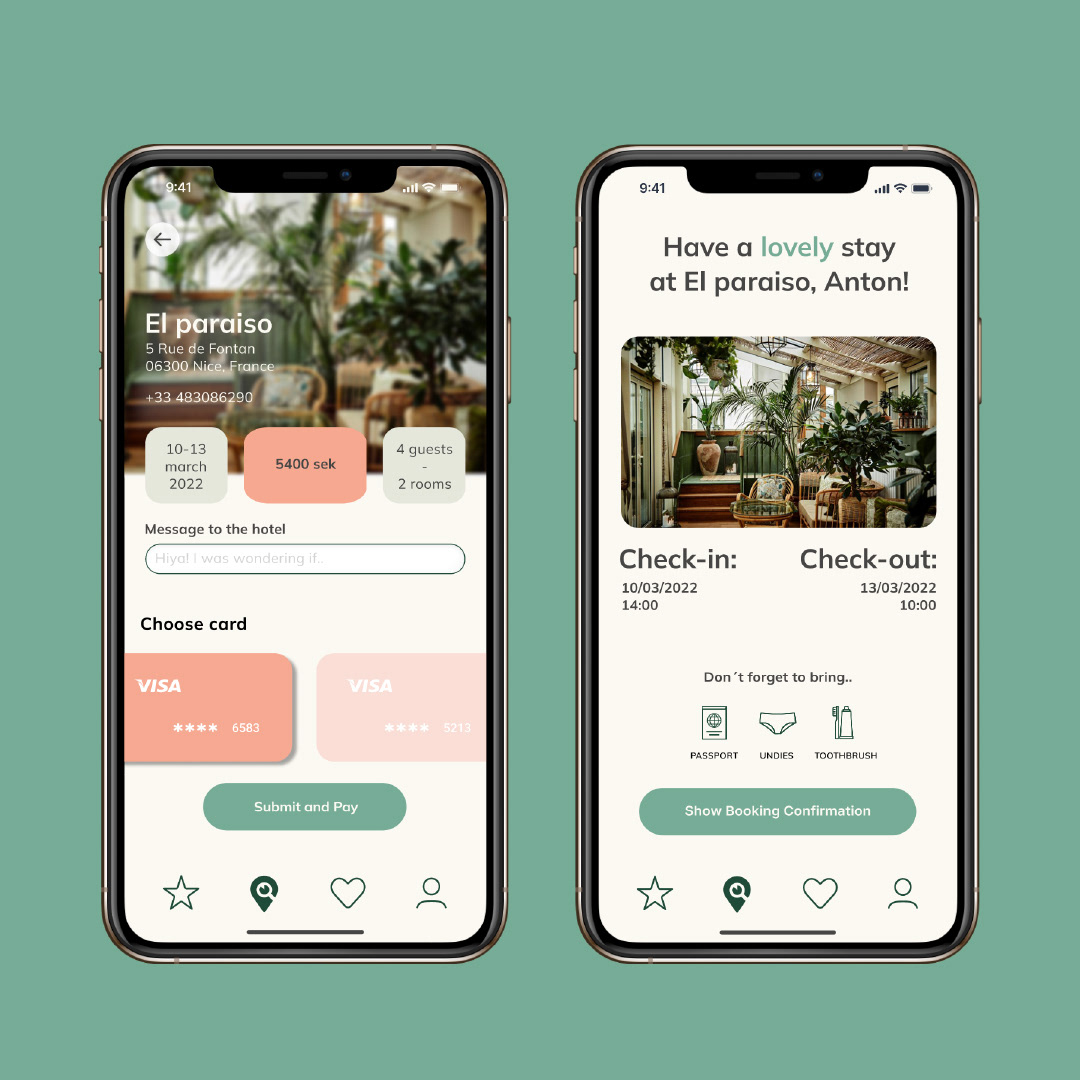 Payment and Booking screen