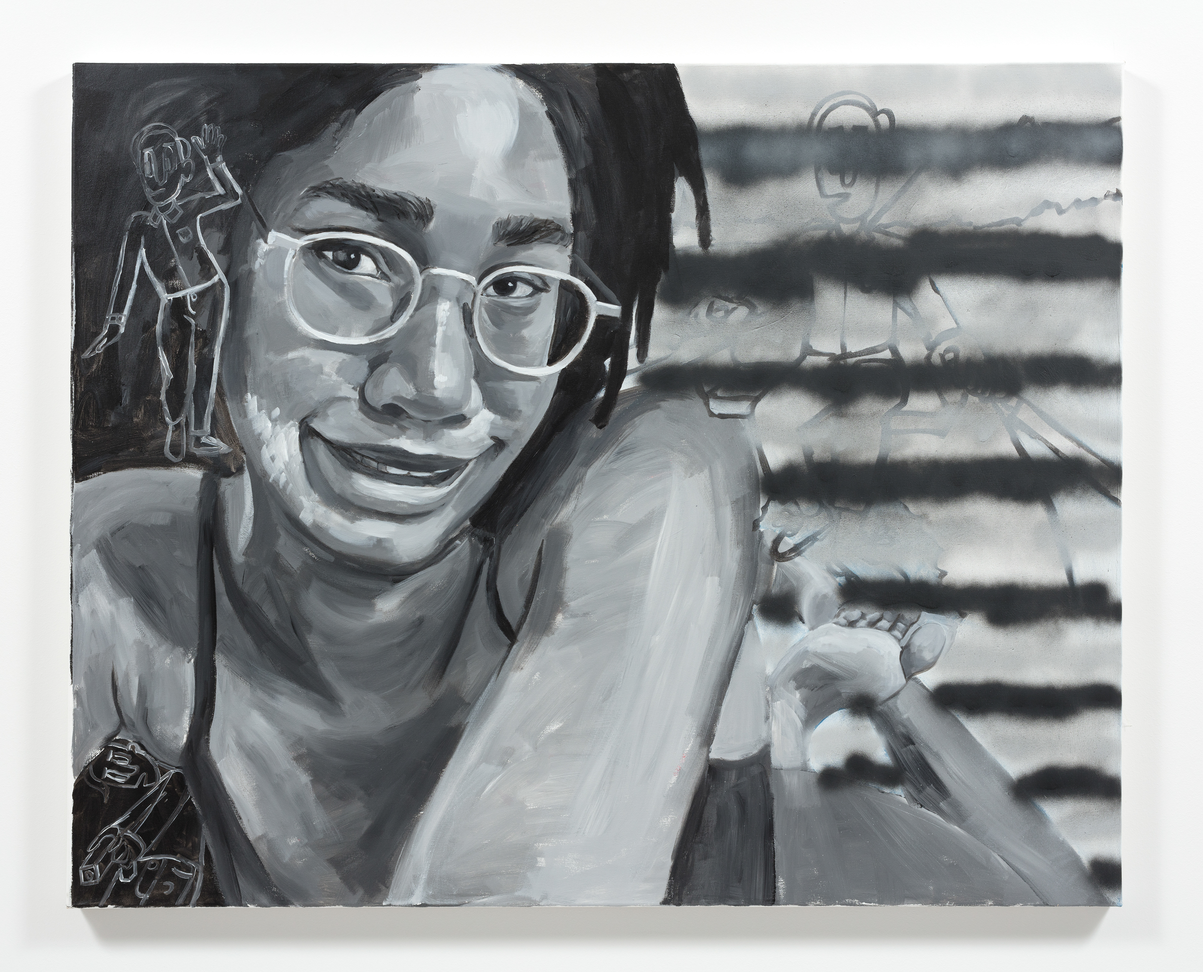 Danger, Dancing and Confusion, 2022 Acrylic on canvas 48 x 59 1 /4 inches (121.9 x 150.5 cm)