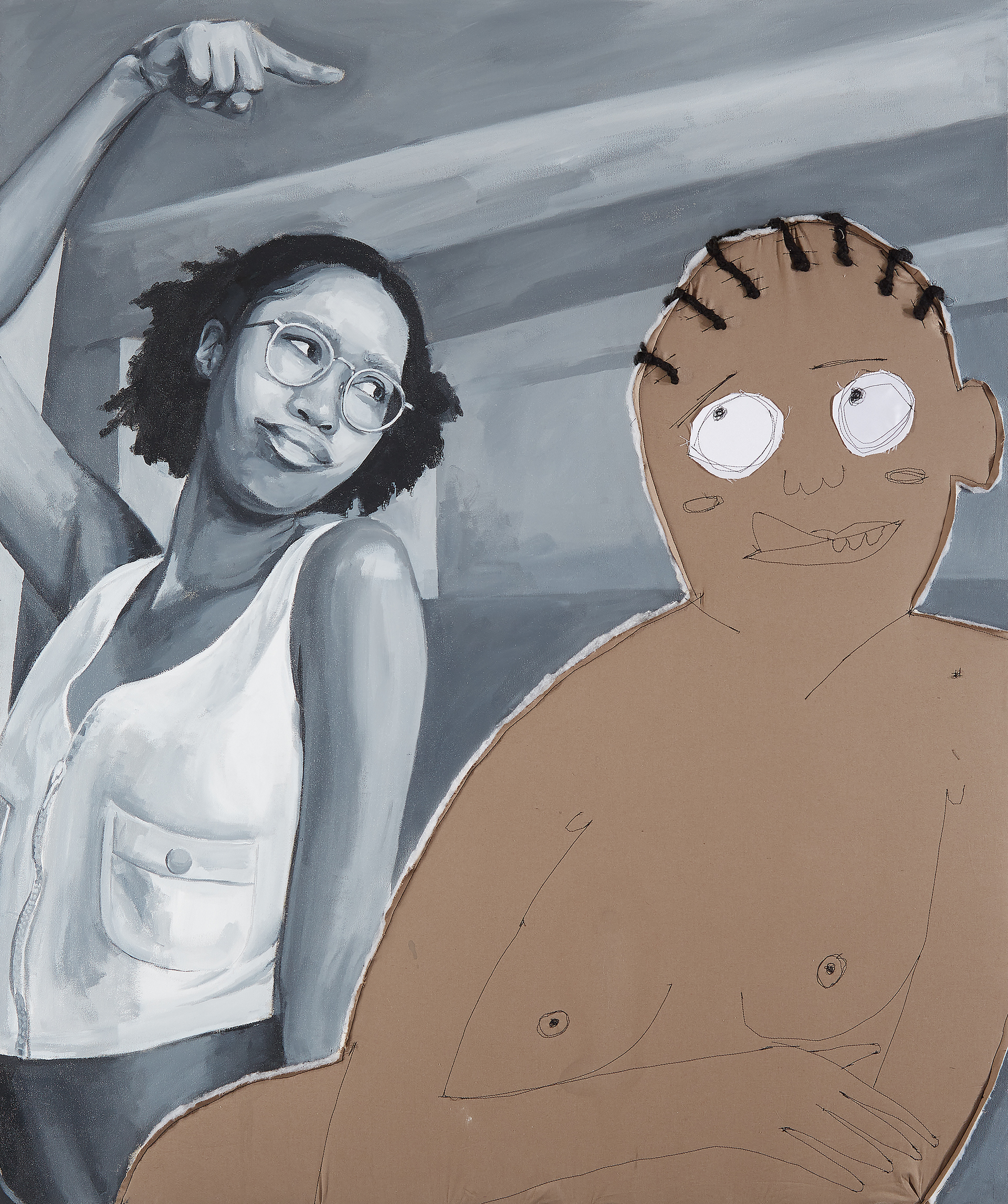 Smack My Ass Like a Drum Acrylic, cotton and polyester on canvas, 49 x 37 inches (124.5 x 94 cm) 2021