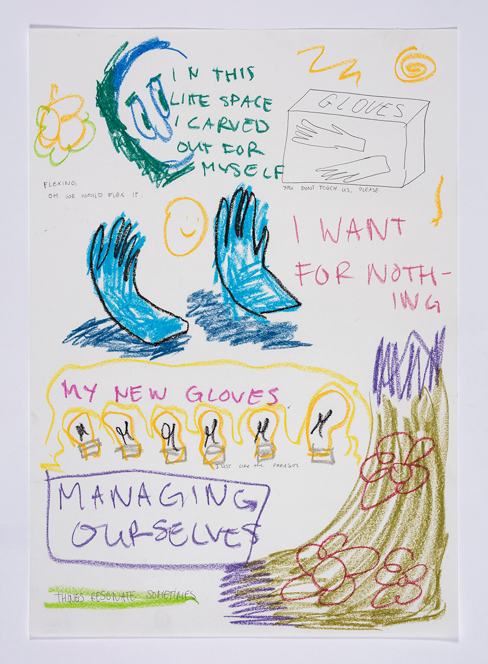 I Want For Nothing 2020. Pastel and ink on paper, 23 3/8 x 16 1/2 inches (59.4 x 42 cm)