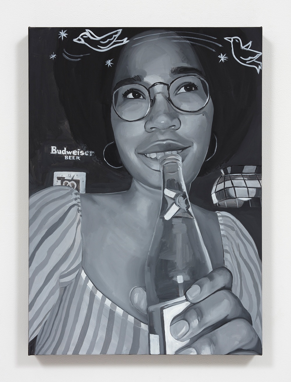 Drinking and Dating? 2020. Oil on canvas, 27 1/2 x 19 5/8 inches (70 x 50 cm)