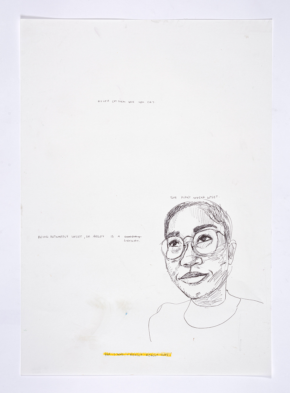 I Really Was 2020. Pastel and ink on paper, 23 3/8 x 16 1/2 inches (59.4 x 42 cm)