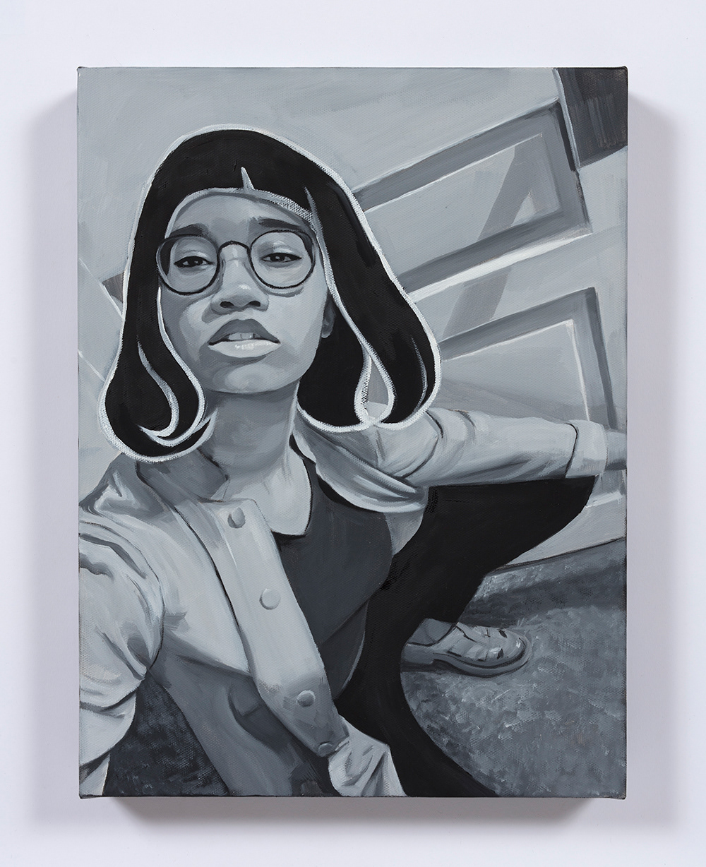 Wig  2020. Oil on canvas, 15 3/4 x 11 3/4 inches (40 x 30 cm)