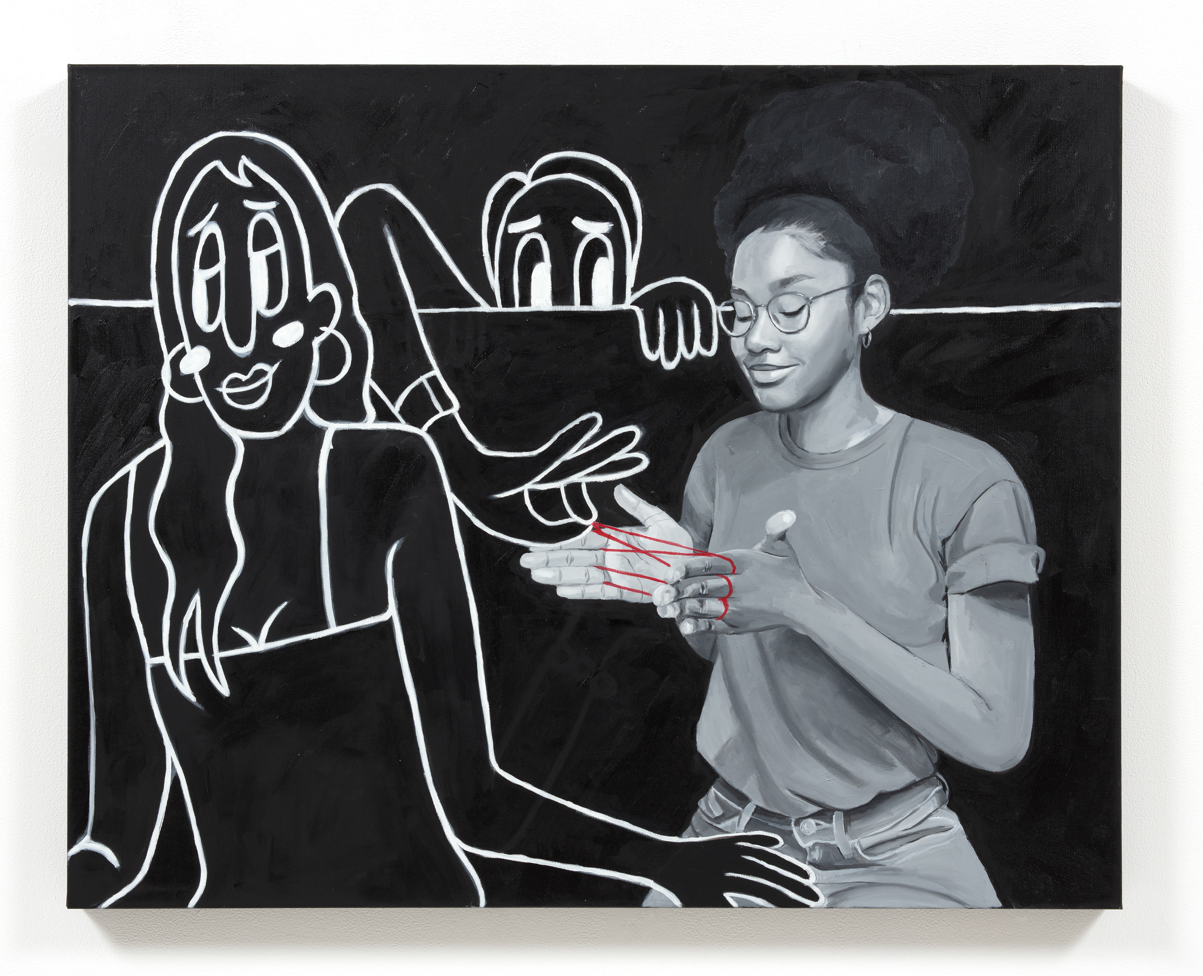 Party Scene (Cat's Cradle) Oil on canvas, 31 1/2 x 39 3/8 inches (80 x 100 cm)