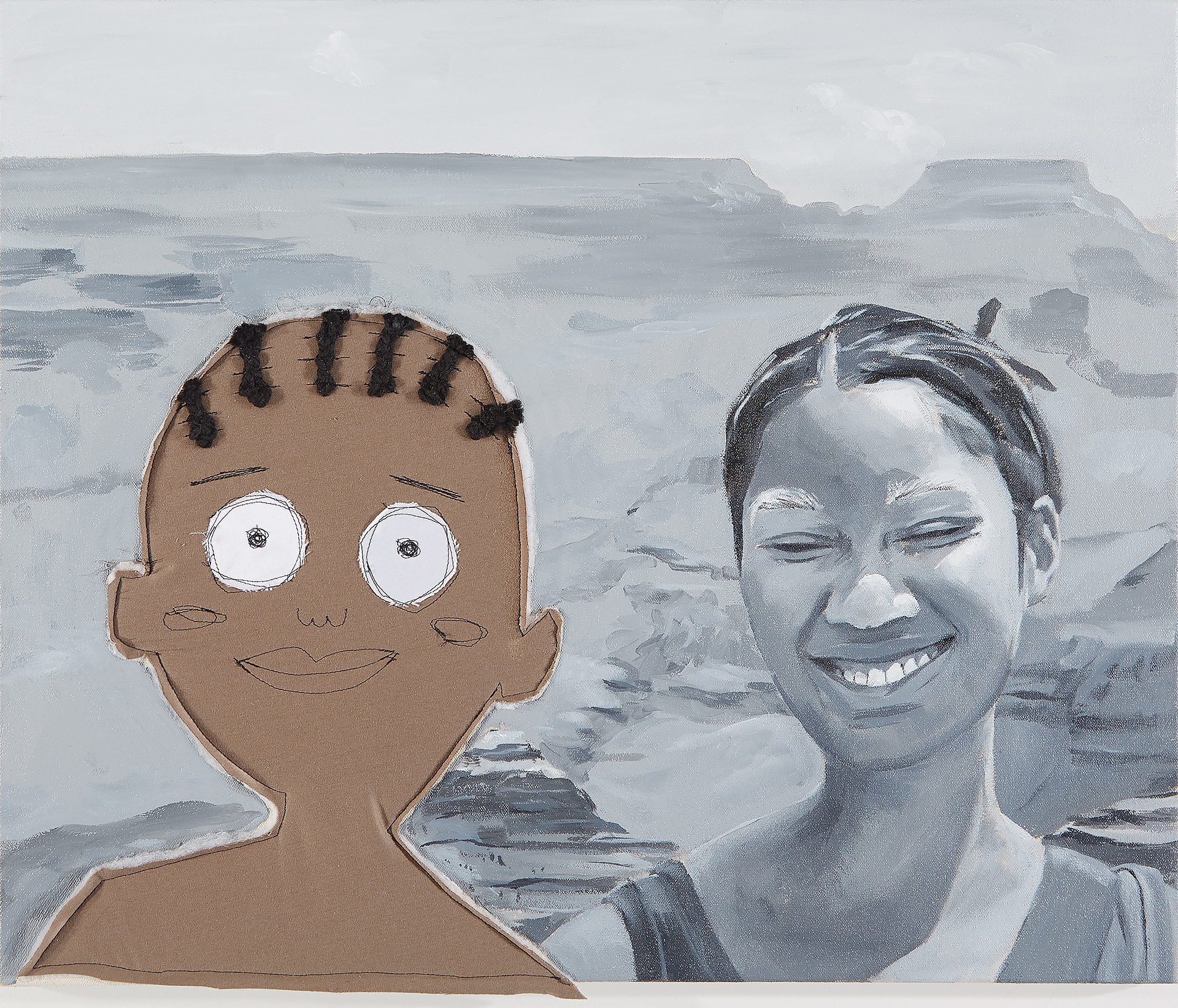 You and Me on the Canyon's Edge Acrylic, cotton and polyester on canvas, 20 x 24 inches (50.8 x 61 cm) 2021