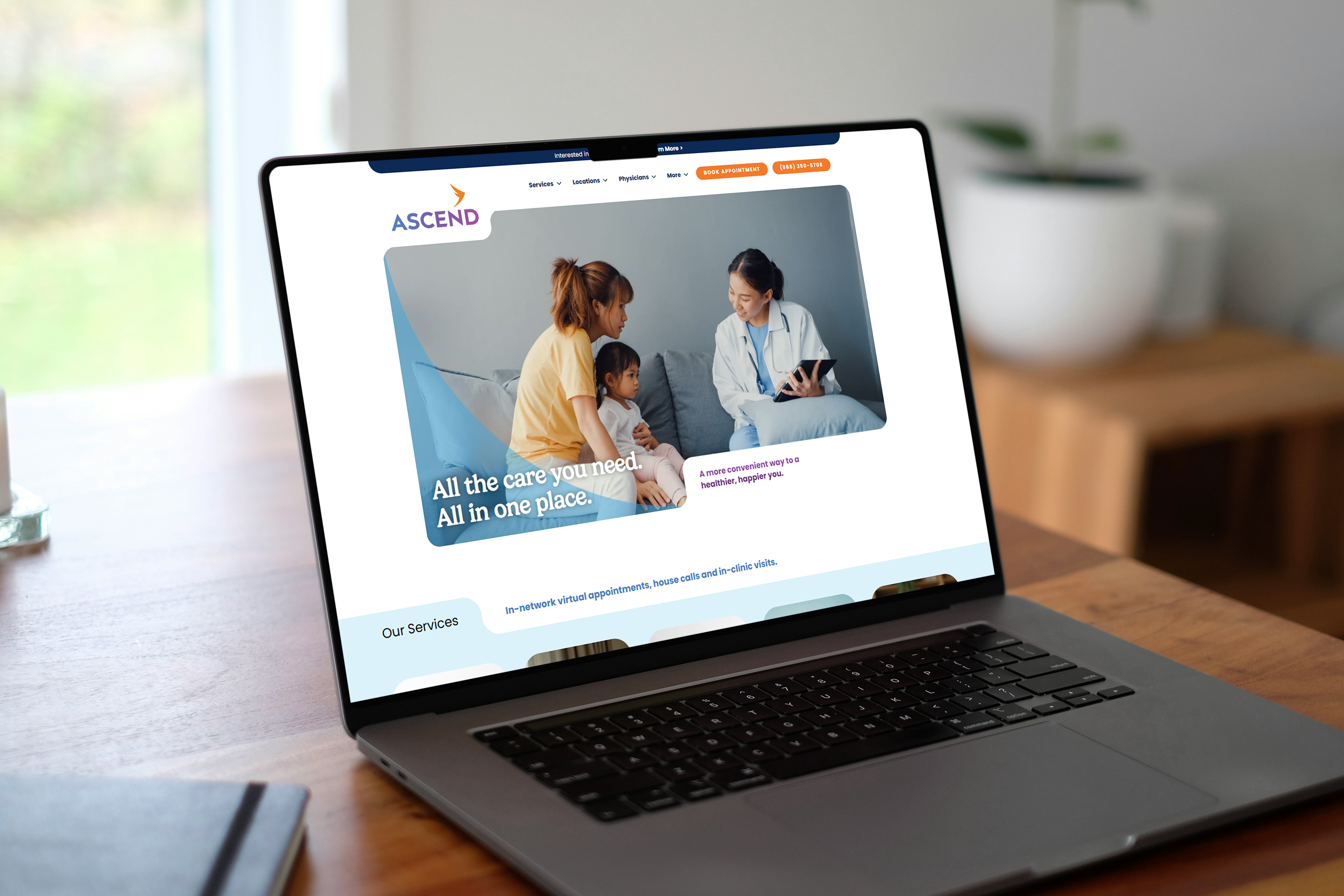 Home page for Ascend Medical, UI Design