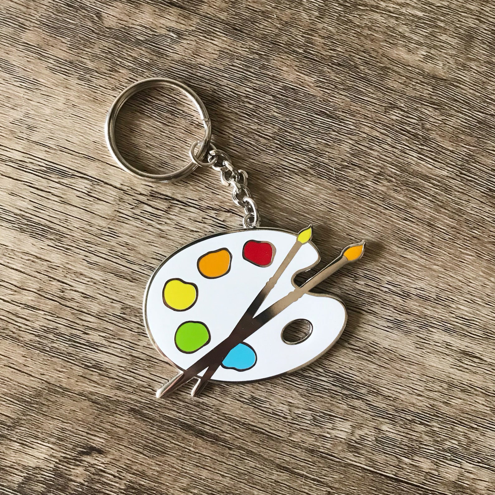 Paint Palette Enamel Keychain