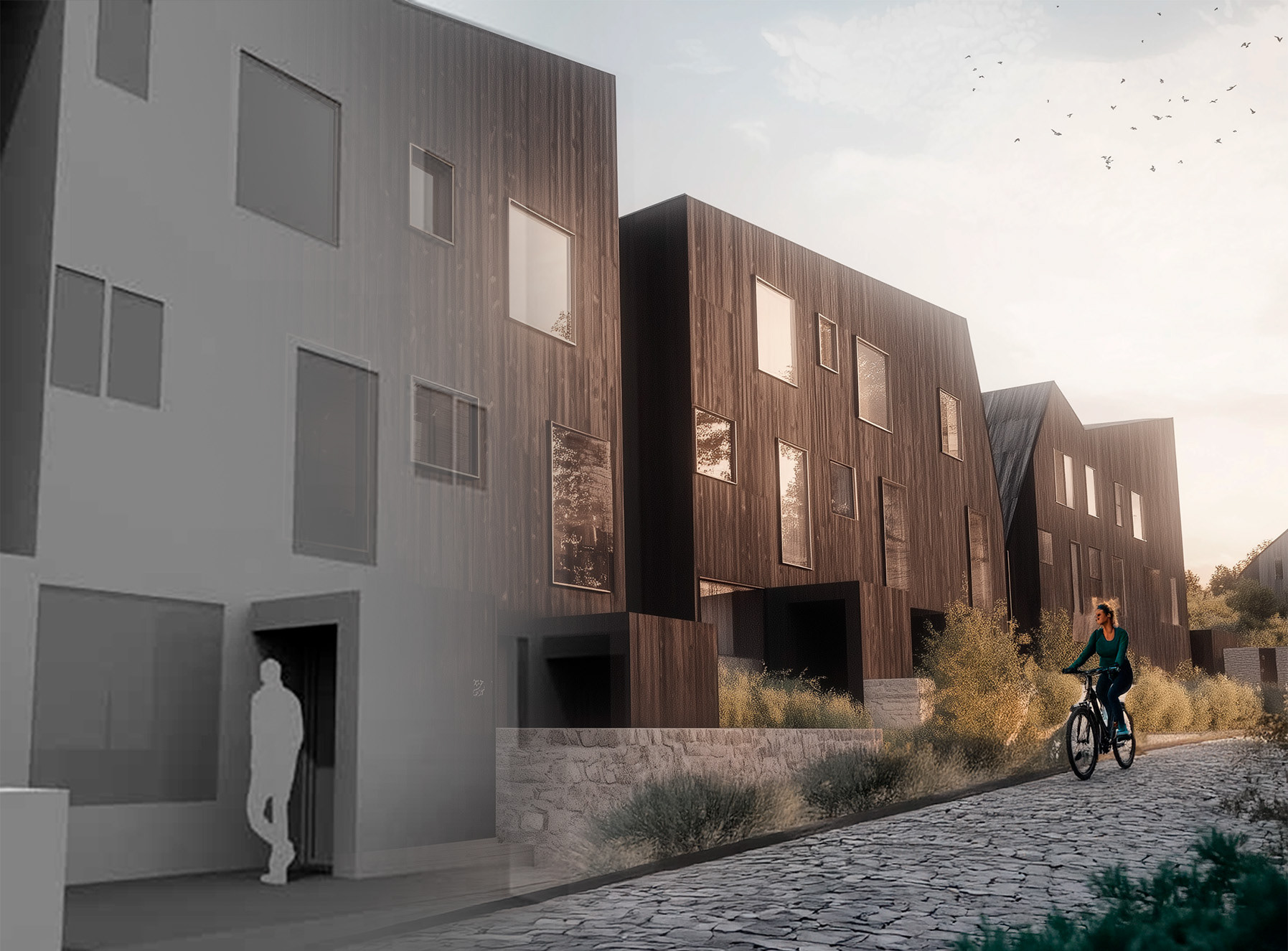 Arkitektvisualisering til virksomheder – fra clay model til fotorealistisk 3D-render af boligprojekt, Mathilde Olsen Visuals