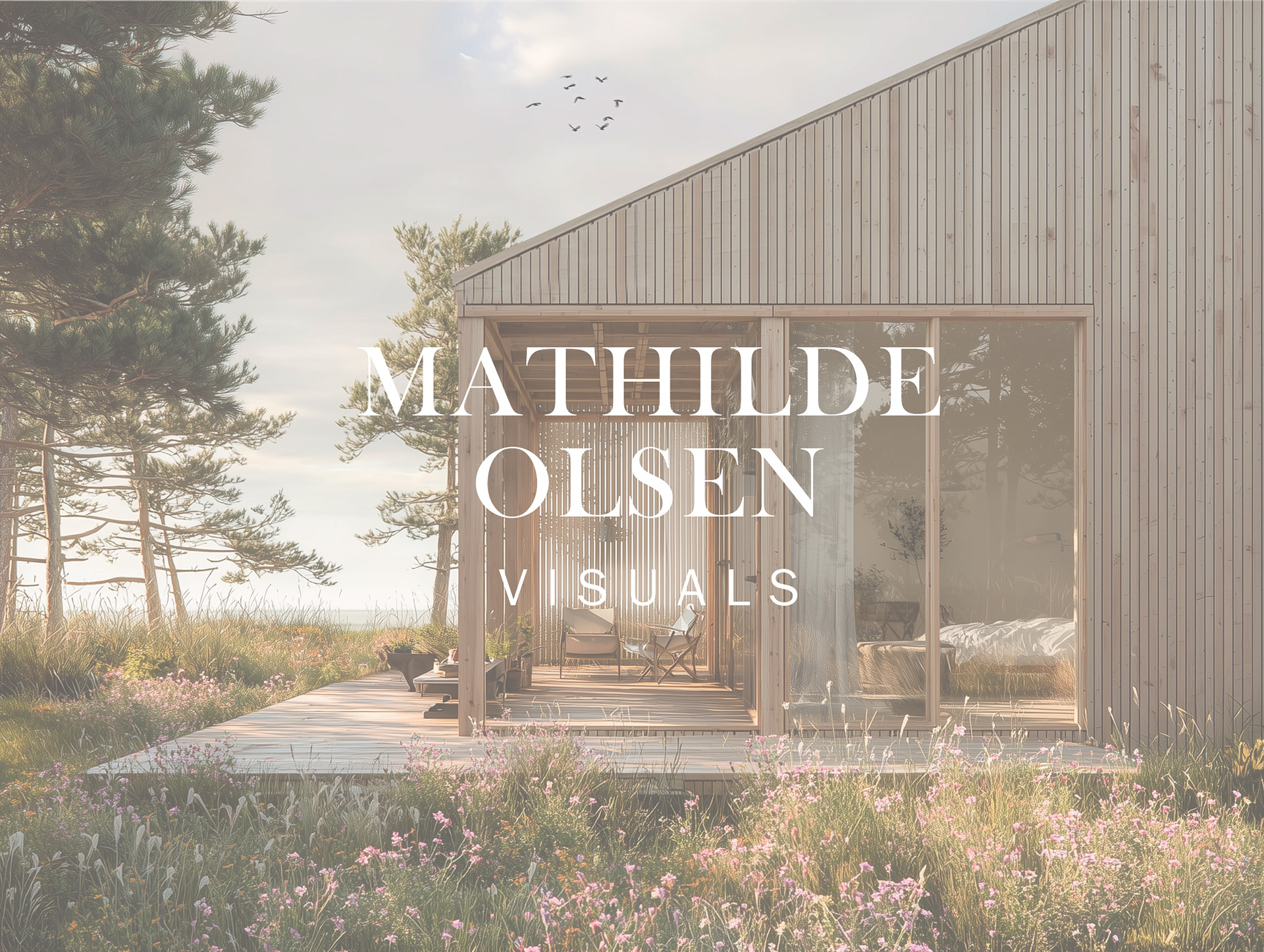 Fotorealistisk arkitektvisualisering af moderne sommerhus i træ – Mathilde Olsen Visuals