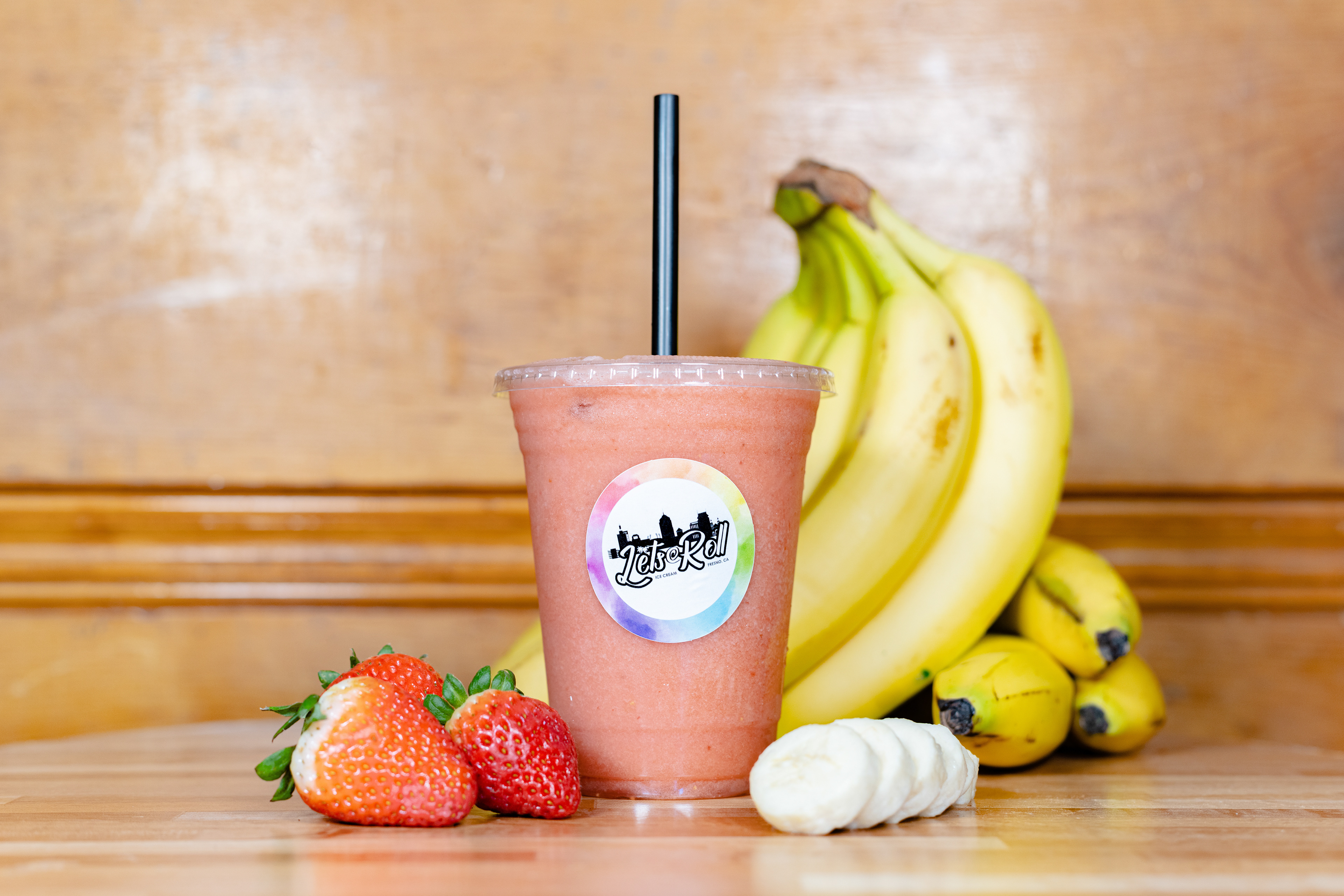 Let's Roll Fresno - Strawberry Banana Smoothie