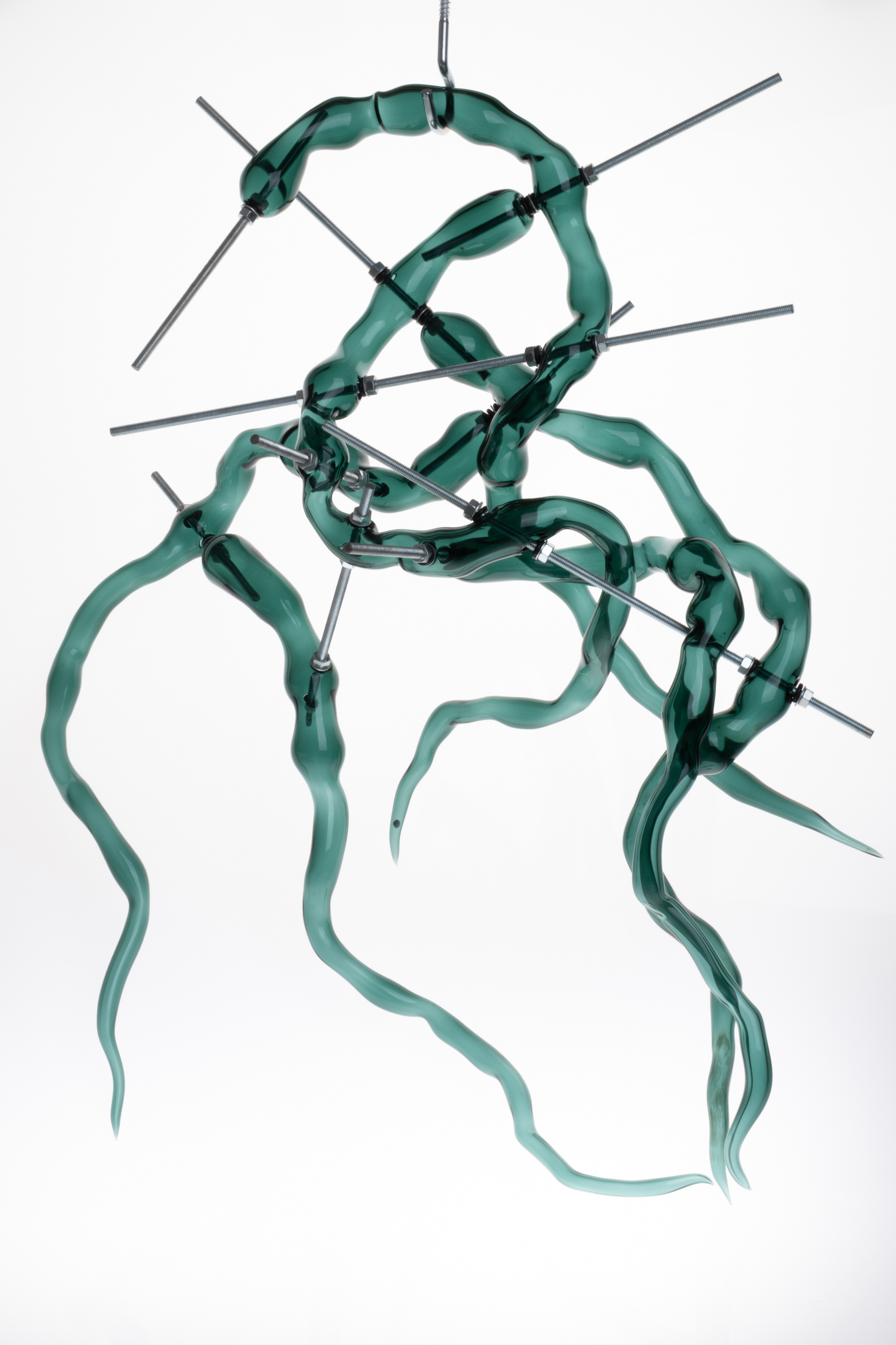 Yeraltı Eskizleri Flameworking,Glassblowing Glass, metal fasteners 80x60x25cm  2024
